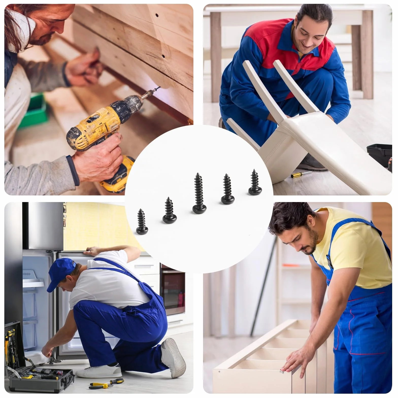 1000 Pz M2 M2.3 M2.6 M3 Viti Autofilettanti per Legno, Viti a Testa Pan Nere, Viti per Legno, Kit Assortimento Viti Torx a Testa Tonda Piccola per Lamiera di Legno in Plastica