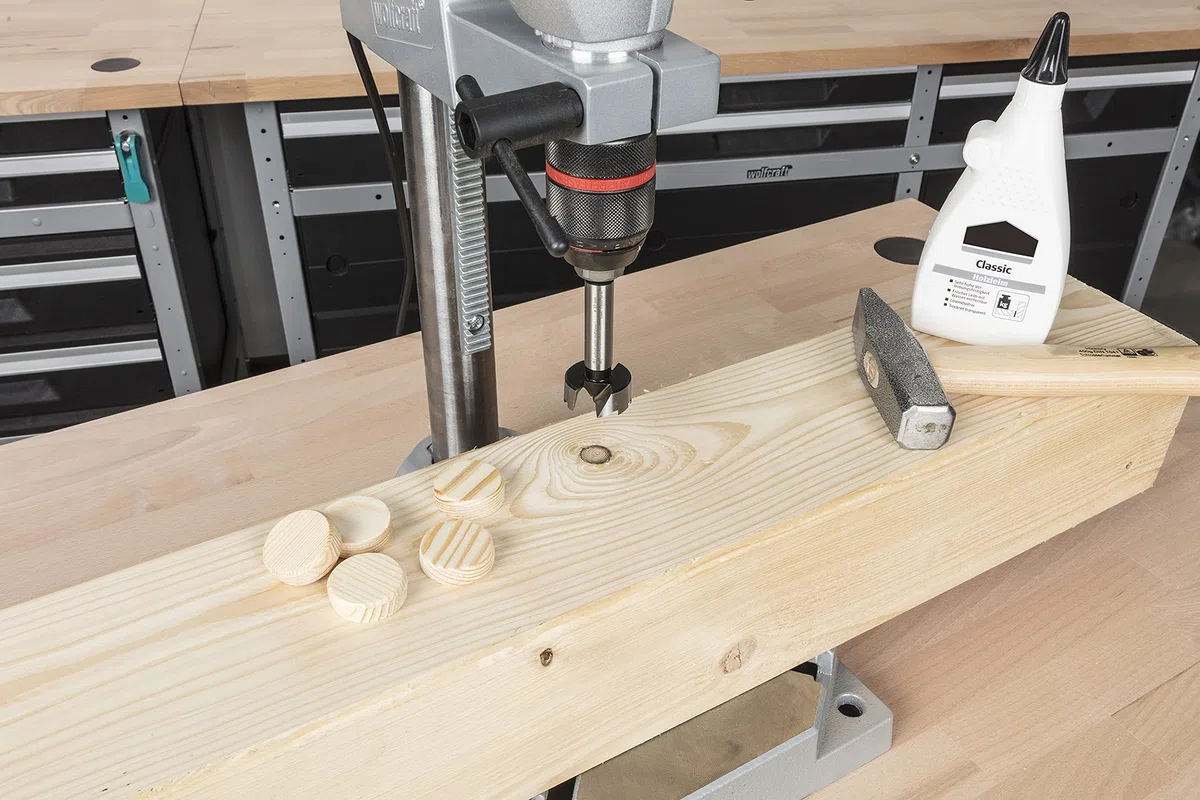 wolfcraft 10 piastrine in legno, Ø 30 mm I 2943000 I Per il ritocco e la riparazione di difetti nel legno