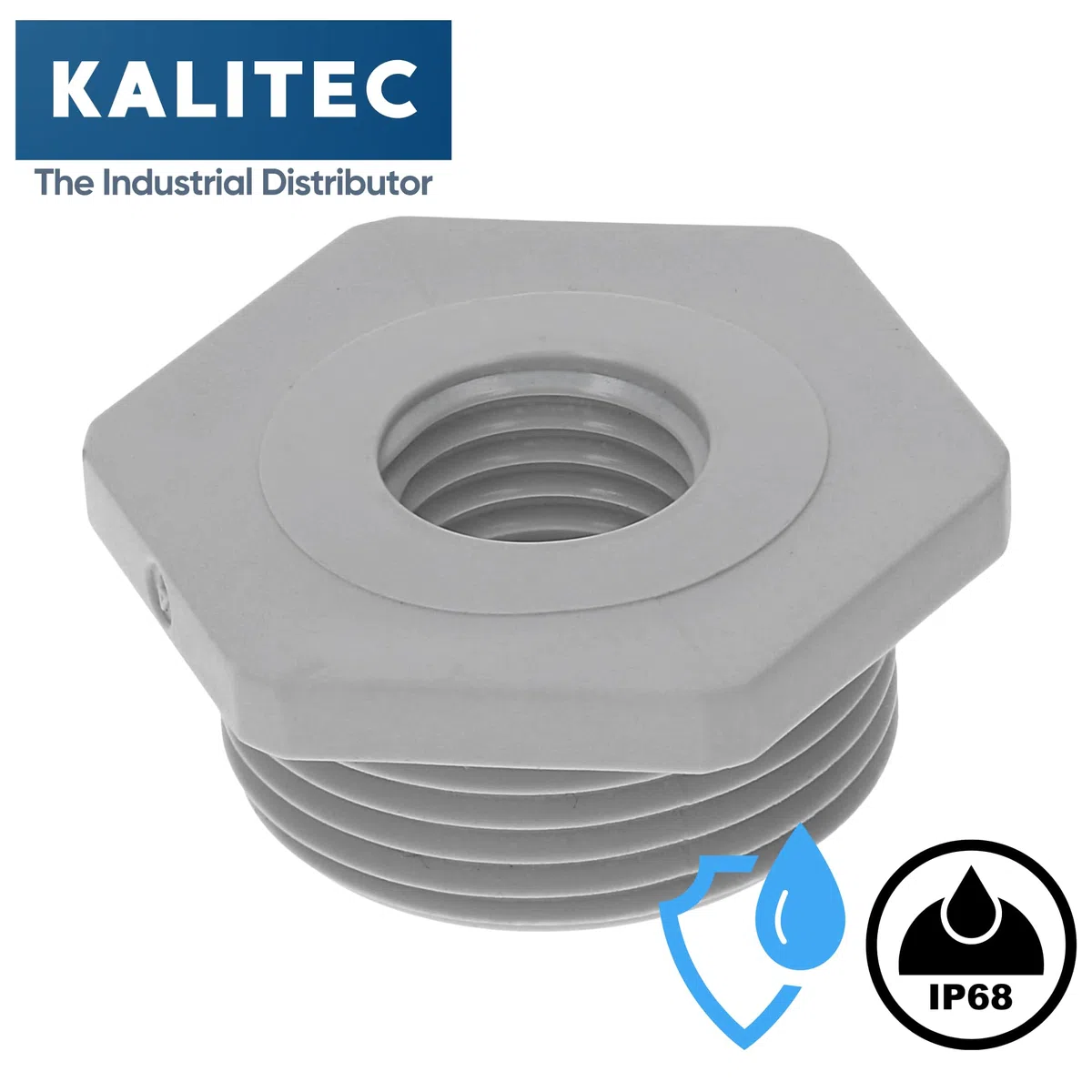 Kalitec G6251600 Riduzione M25/M16 Plastica Grigio Chiaro I Riduttore Raccordo Raccordo esagonale I M16 Filettatura interna I M25 Filettatura esterna I IP68