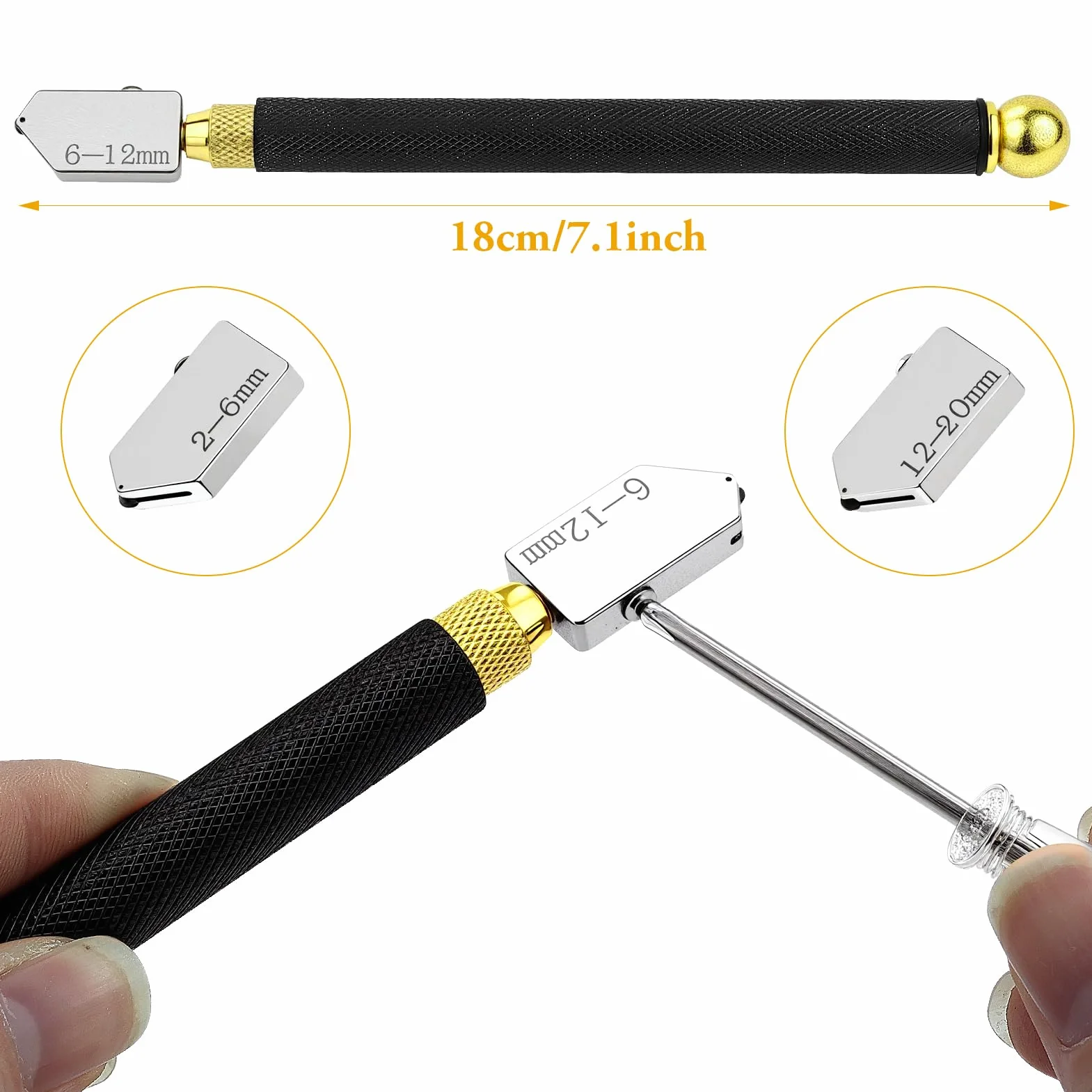 Tagliavetro per vetro spesso, 2 mm a 20 mm, taglia vetro a mano, tagliavetro professionale, per specchi, piastrelle, finestre, vetrate, taglio domestico, progetti fai da te