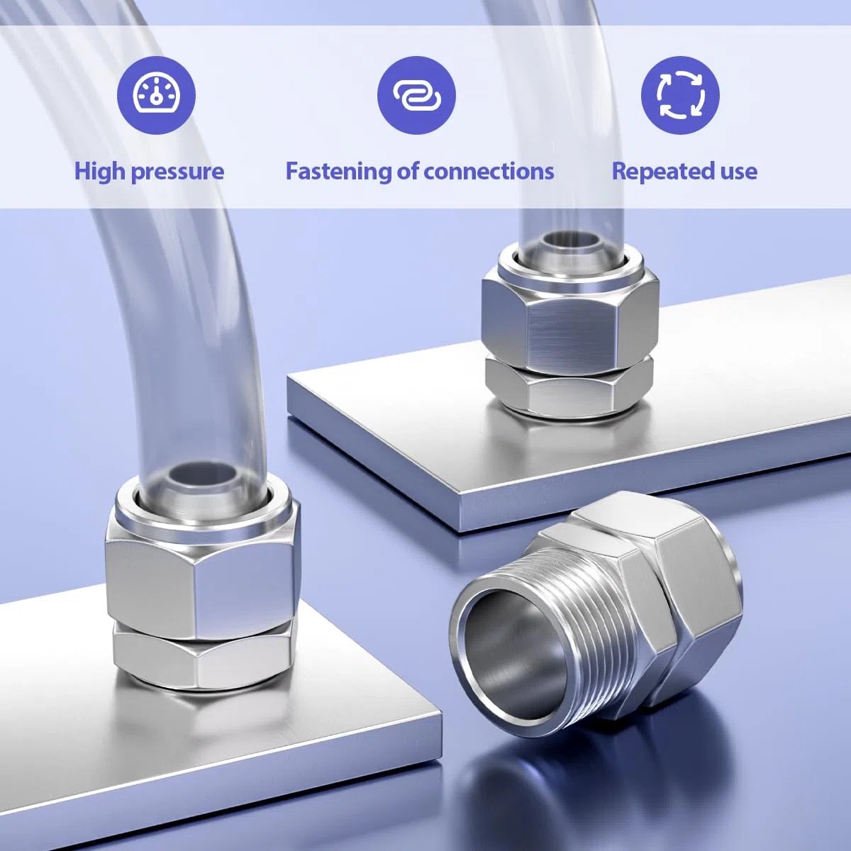 Bwintech 5 pezzi 6mm tubazione OD x 1/8” filettatura maschio BSP spingere diritto per collegare il raccordo del dado di bloccaggio, KPC6-01 adattatore rapido della linea dell'aria