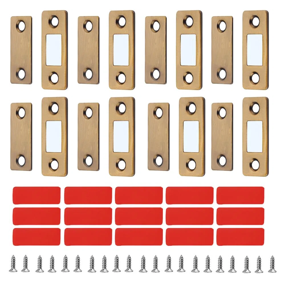 Confezione da 8 chiusure magnetiche per porte, ultra sottili, adesive, per armadietti, cassetti, armadi, porte scorrevoli (giallo antico)