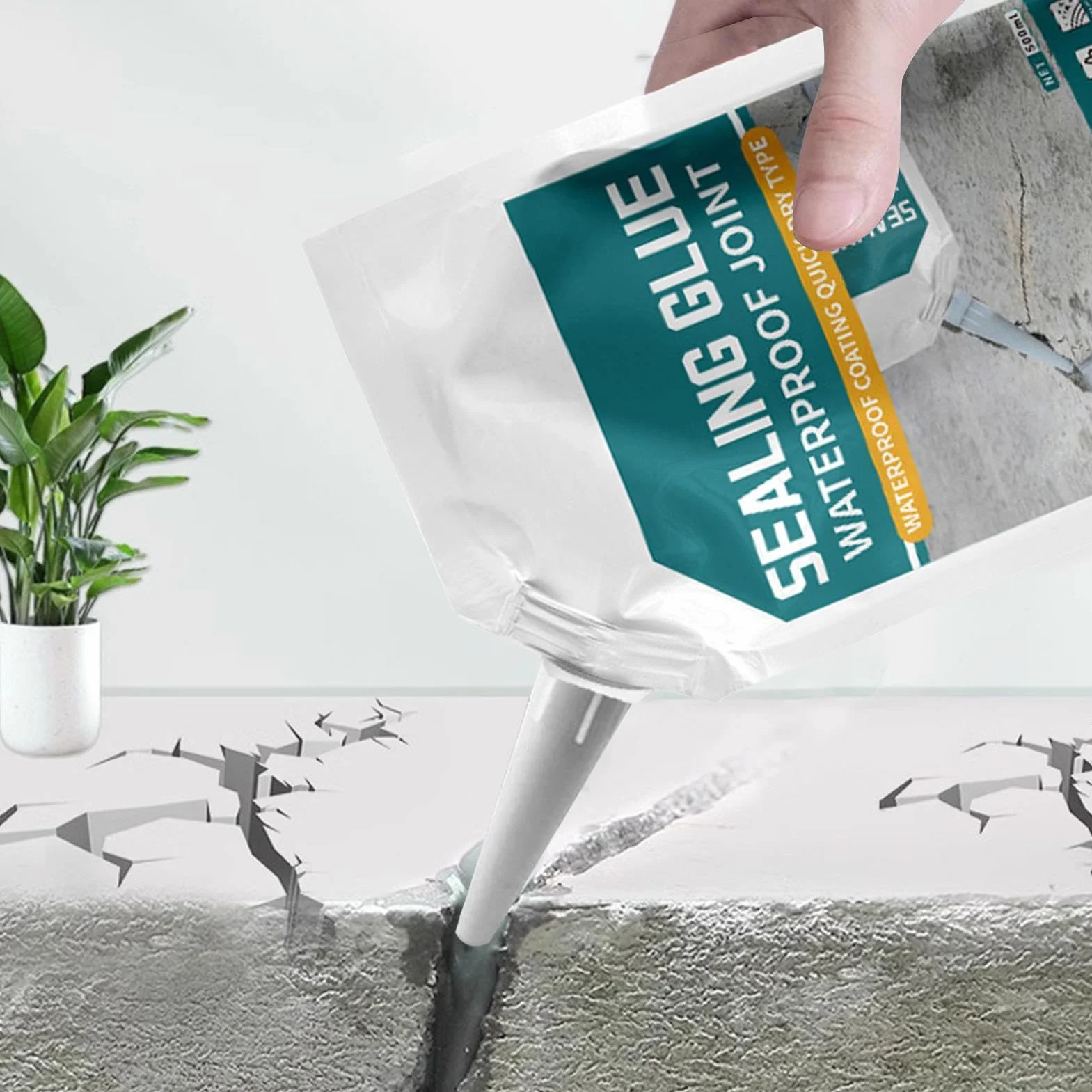 Riempitivo per Crepe Calcestruzzo 500ml, Stucco per Cemento e Muratura, Riparazione Lastre con Adesivo Forte, Sigillante Impermeabile e Antigelo per Esterni, Ideale per Tetti Pavimenti Davanzali