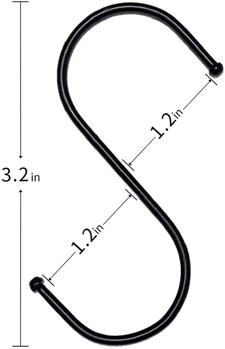 Ganci a forma di S, confezione da 24 ganci neri a forma di S, in metallo pesante, adatti per cucina, bagno, ufficio, giardino o attività all'aperto