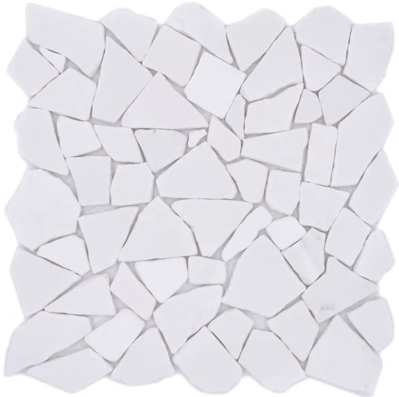 MOS44-0102 - Piastrella da parete in marmo naturale poligonale, colore: Bianco