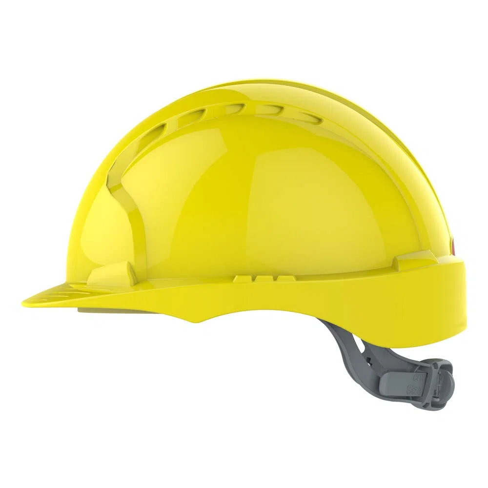 JSP EVO 2 Casque de sécurité avec harnais à cliquet Casque de sécurité industriel EN 397 pour le bâtiment, la construction et les chantiers Jaune (AJE030000200)