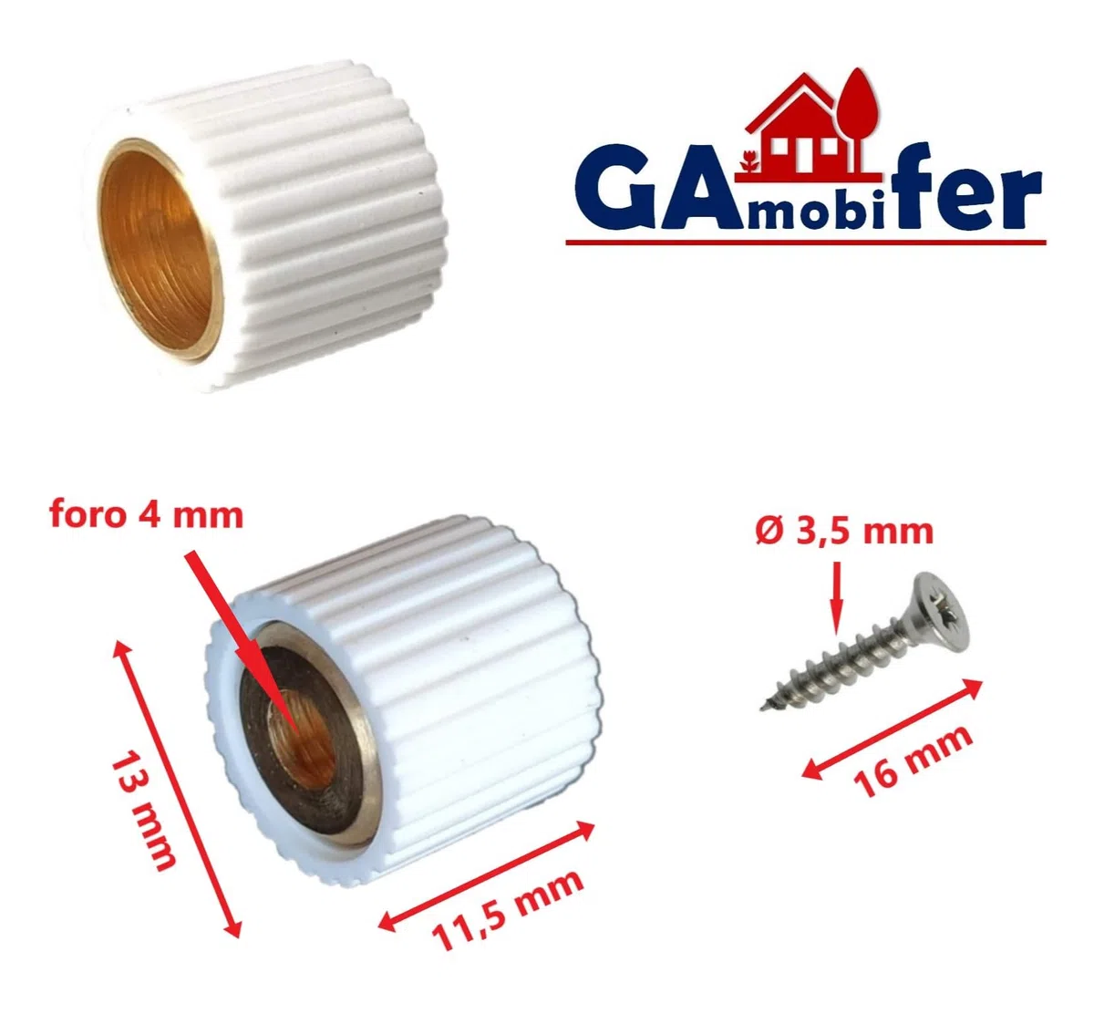 GAMOBIFER. Reggipiani Tondo in Metallo ricoperti con Gomma, per Ripiani Armadio, Cucina, Ufficio, Libreria, Mobili Vari. (pz 20, BIANCO)