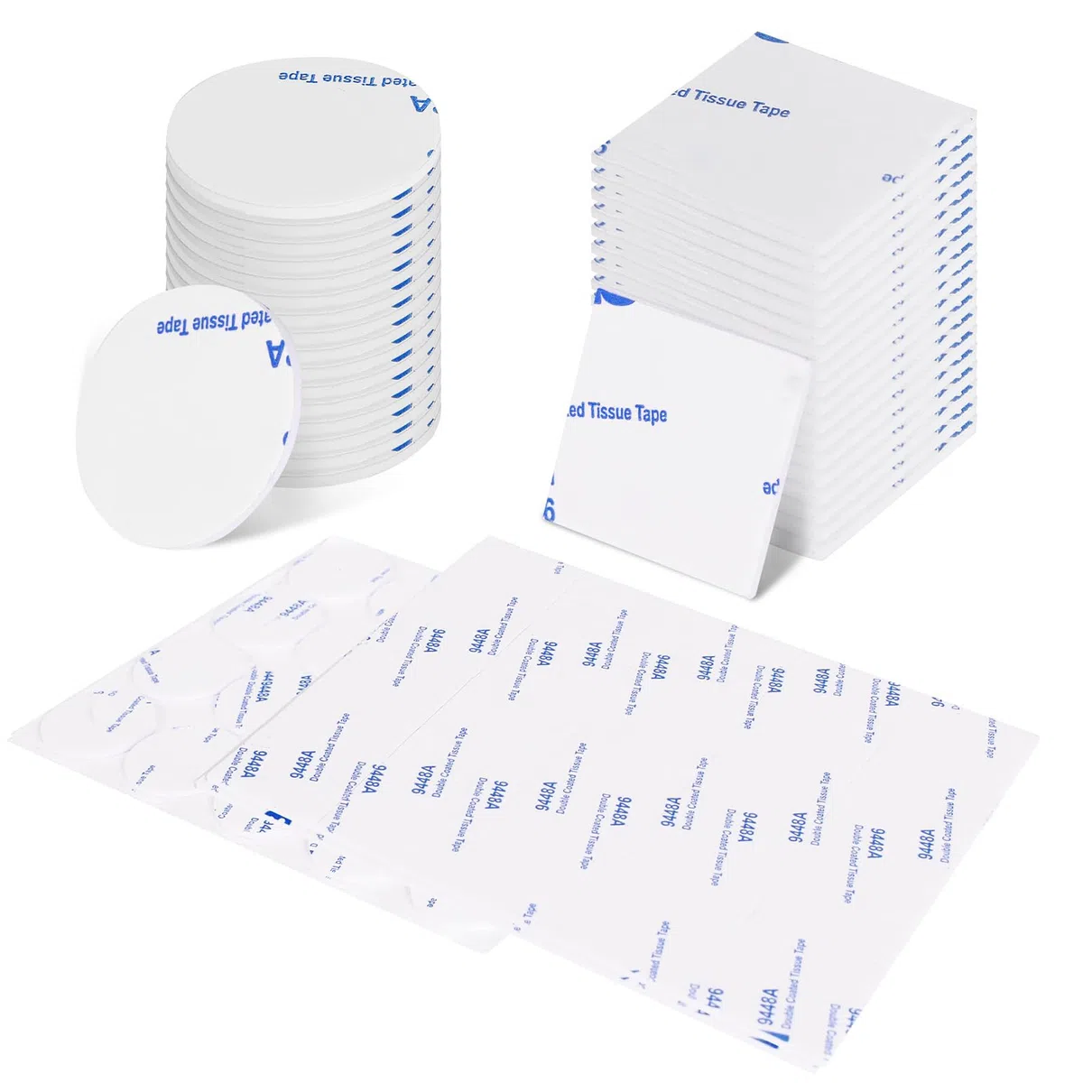 40 Pezzi Pad Biadesivo Extra Forte, Pads Nastro Biadesivo Schiuma, Adesivo Biadesivo Extra Forte Quadrati & Tondo, Impermeabili per la Casa, Ufficio e Auto