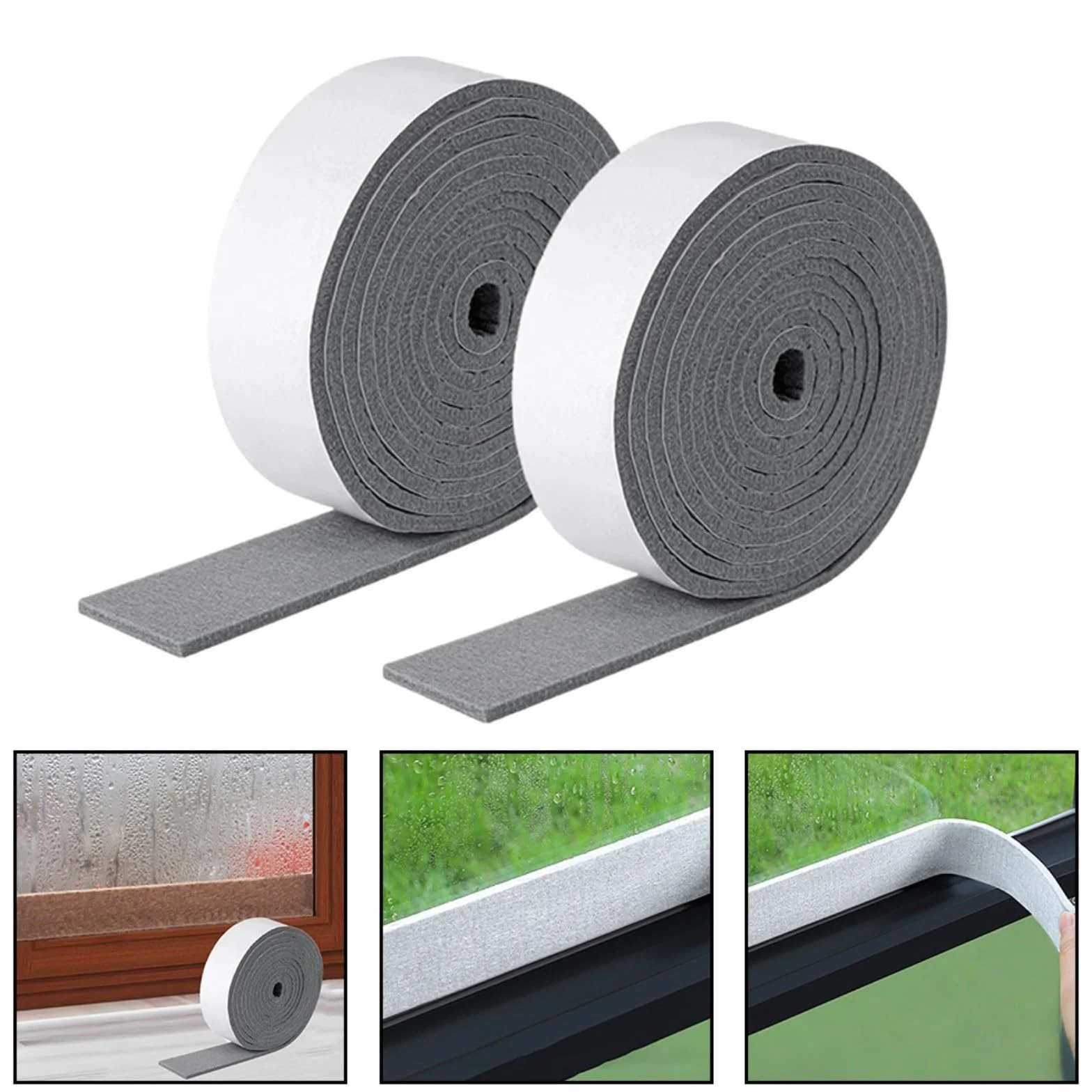 2 rotoli di nastro antigoccia per condensa da 2 m x 40 mm, in schiuma, per finestre e porte, striscia assorbente per condensa