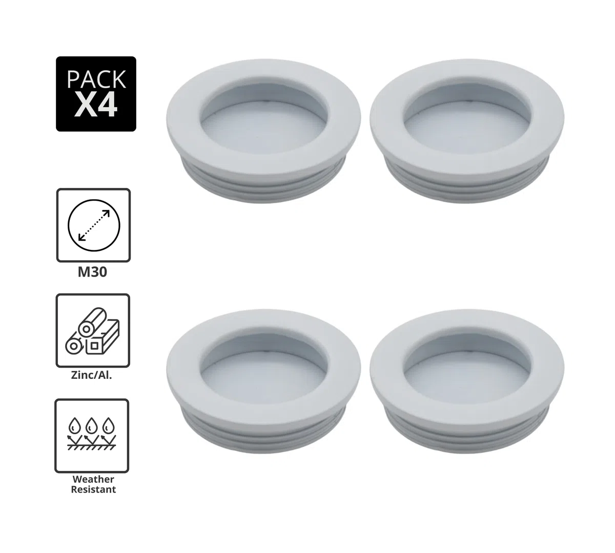 DOJA Barcelona | Maniglia Porta Interna Bianca Rotonda da Incasso | Ø40.5x10mm | 4 Pz | Pomello per Porta Scorrevole, Sgabuzzino, Cassetto, Finestra