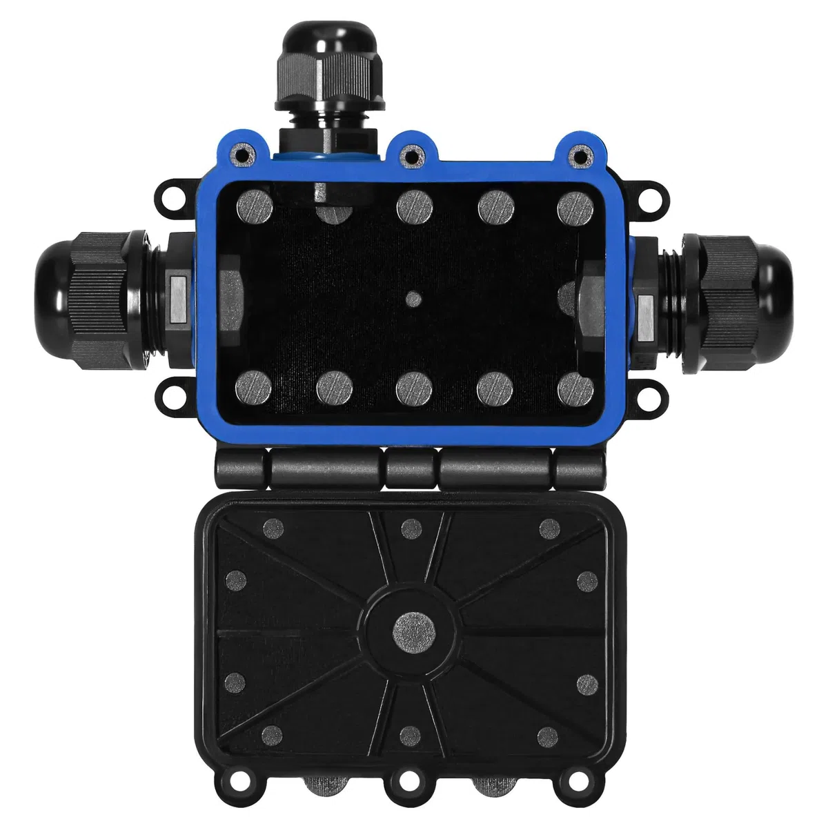 Scatola Derivazione Esterna HD 0,5-6,0mm² Scatola Stagna Elettrica da Esterno IP68 Scatola di Giunzione per Cavo Ø7-12mm Resistenza ai Raggi UV e agli Urti IK09 (3 vie: 2xM20, 1xM16)