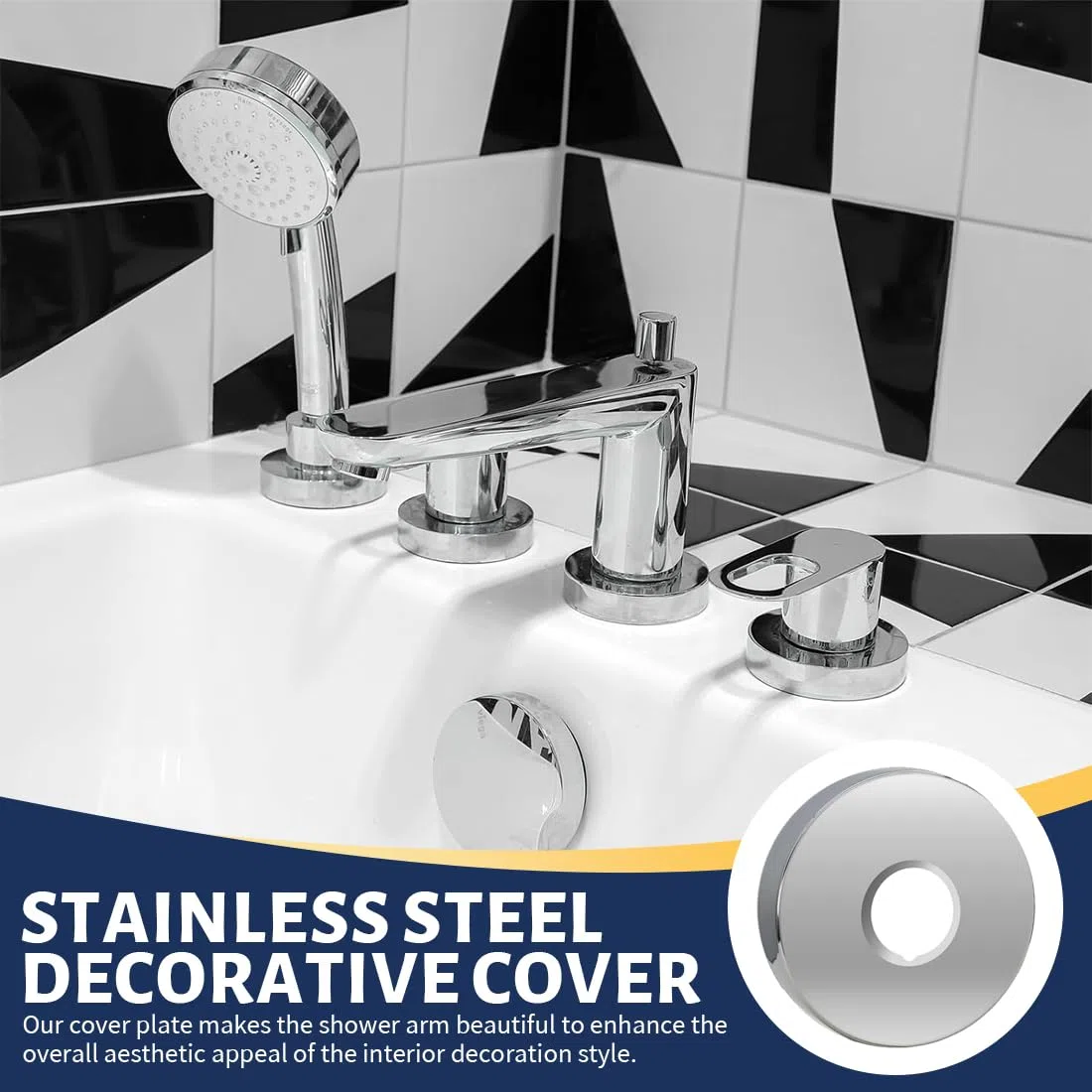 4 Pezzi Rubinetto Rosetta Acciaio Inox (3/4) Ø 27 mm x Ø 80 mm x altezza 25 mm, Finiture Per Rubinetti Doccia E Rubinetto A Parete Acqua Calda (Ø 80 mm x 25 mm altezza)