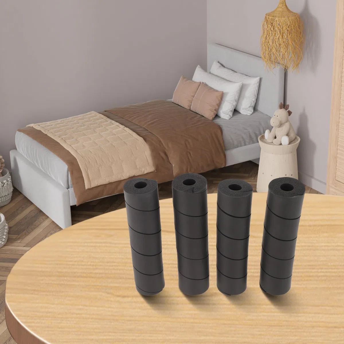 Telaio del letto per protezioni delle dita dei piedi, 4 pezzi, coperture regolabili in schiuma per gambe realizzate in gomma EPDM per la protezione dei mobili e una maggiore sicurezza a casa