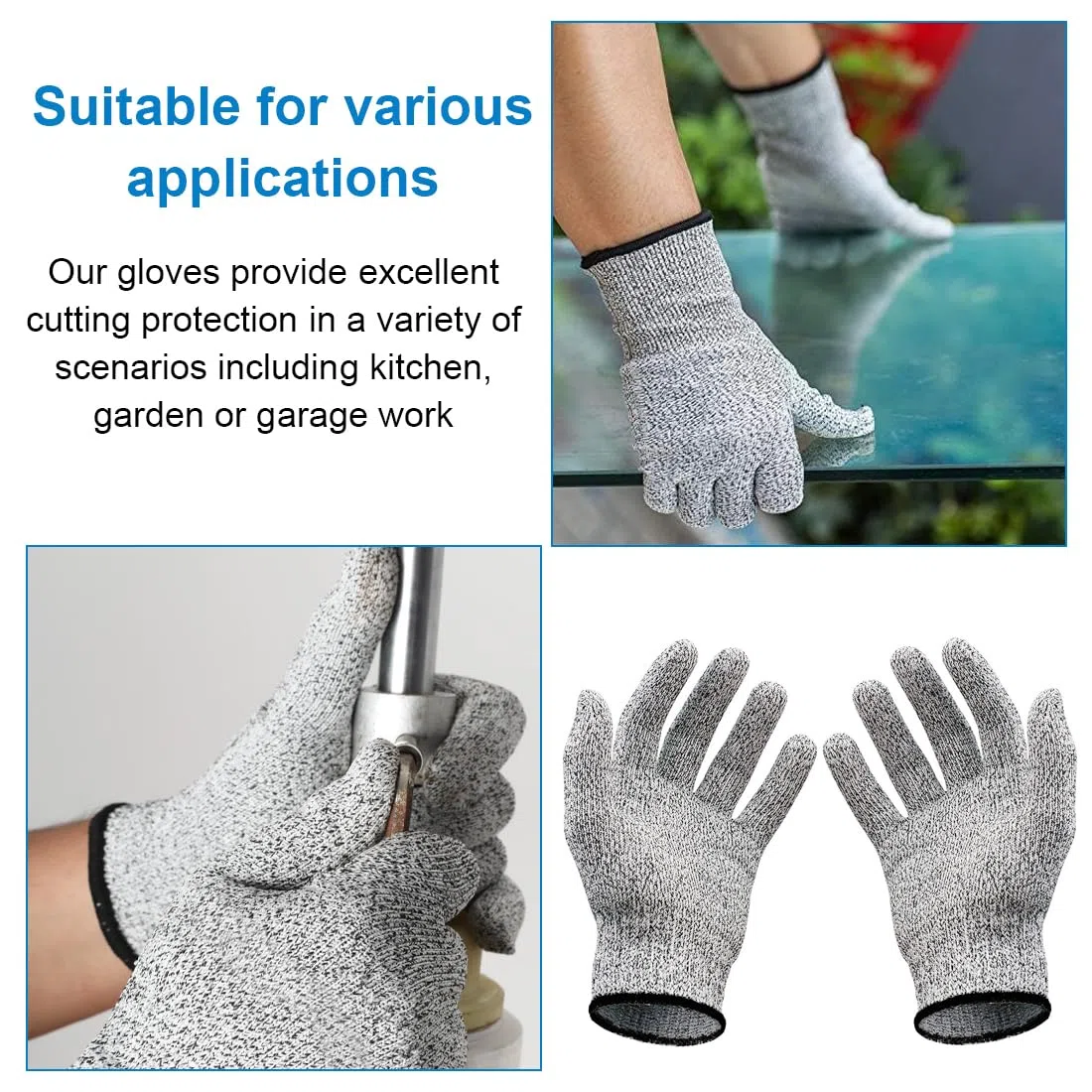 Antitaglio,da Giardinaggio,Cucina Resistenti al Taglio,Protezione di Livello 5 ad Alte Prestazioni,Guanti da Lavoro di Sicurezza,1 Paio