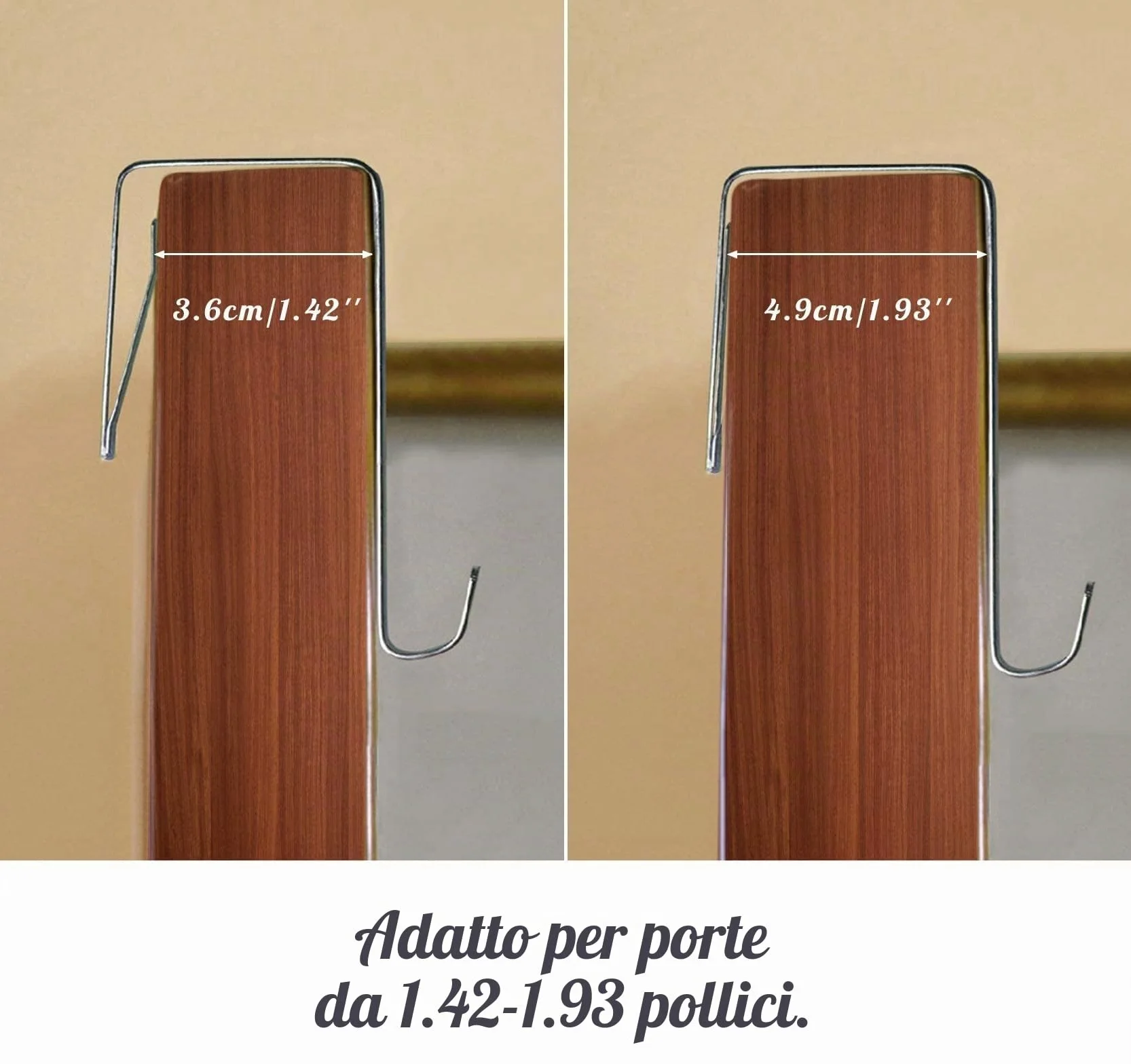 Ganci regolabili sopra la porta 10 cm Argento