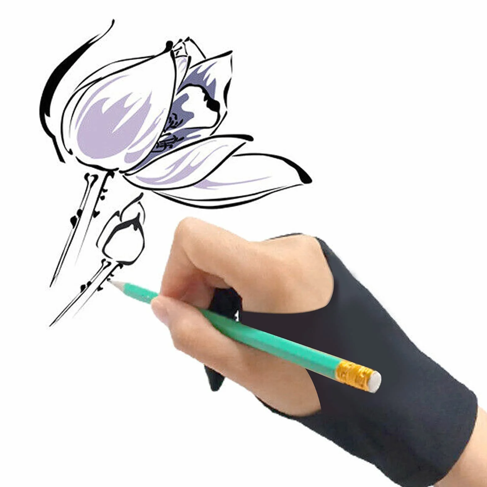 TOPINCN 2 Guanti per Pittura con le Dita Guanti Antimacchia Stencil Inchiostro Schizzo Scrittura Schermo Elettronico Anti Tocco Errato Fouling Sudore Sporco (XS)