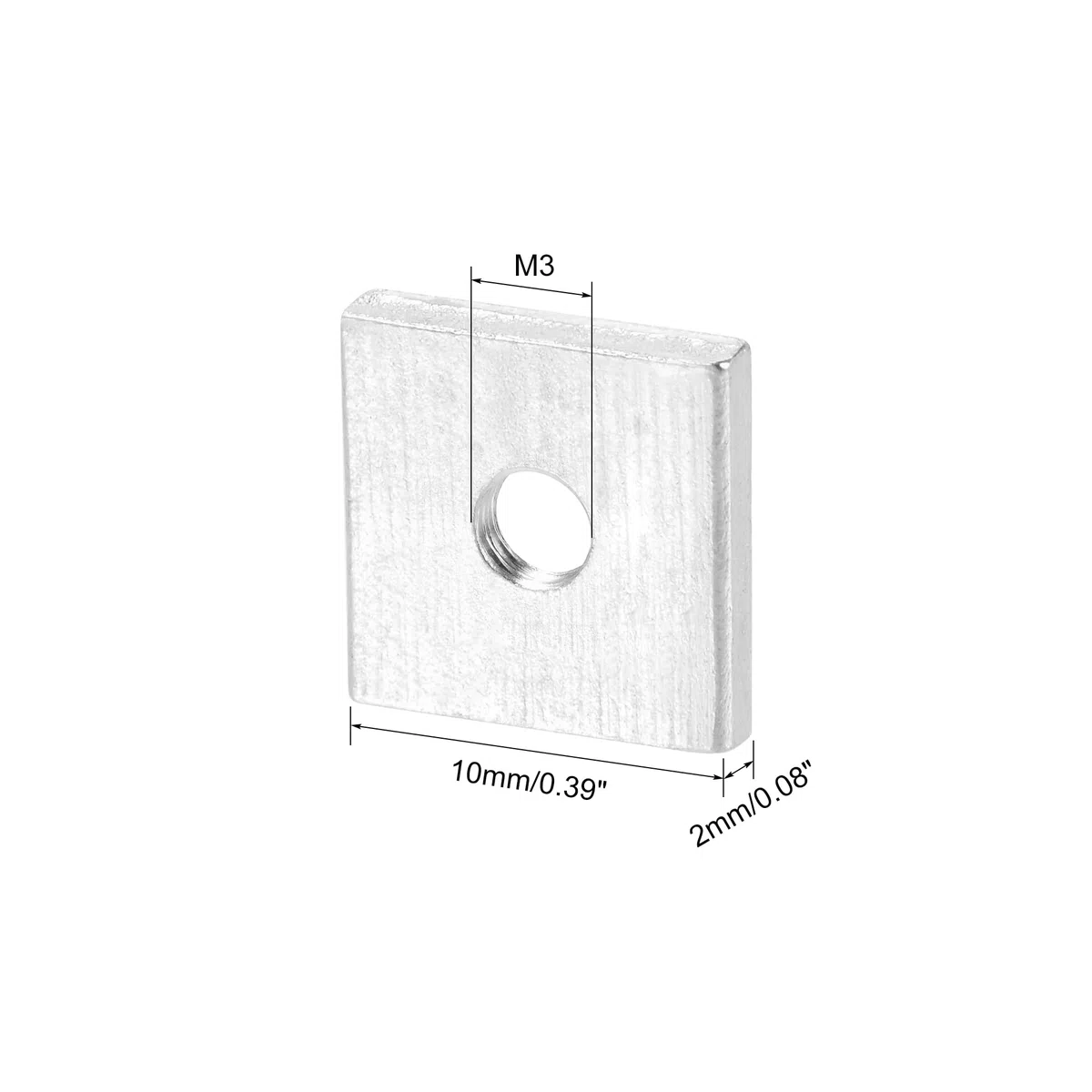 QUARKZMAN Dadi Quadrati, M3x10mmx2mm Zincati Metrici a Filettatura Grossa, Kit di Assortimento da 10 Pz