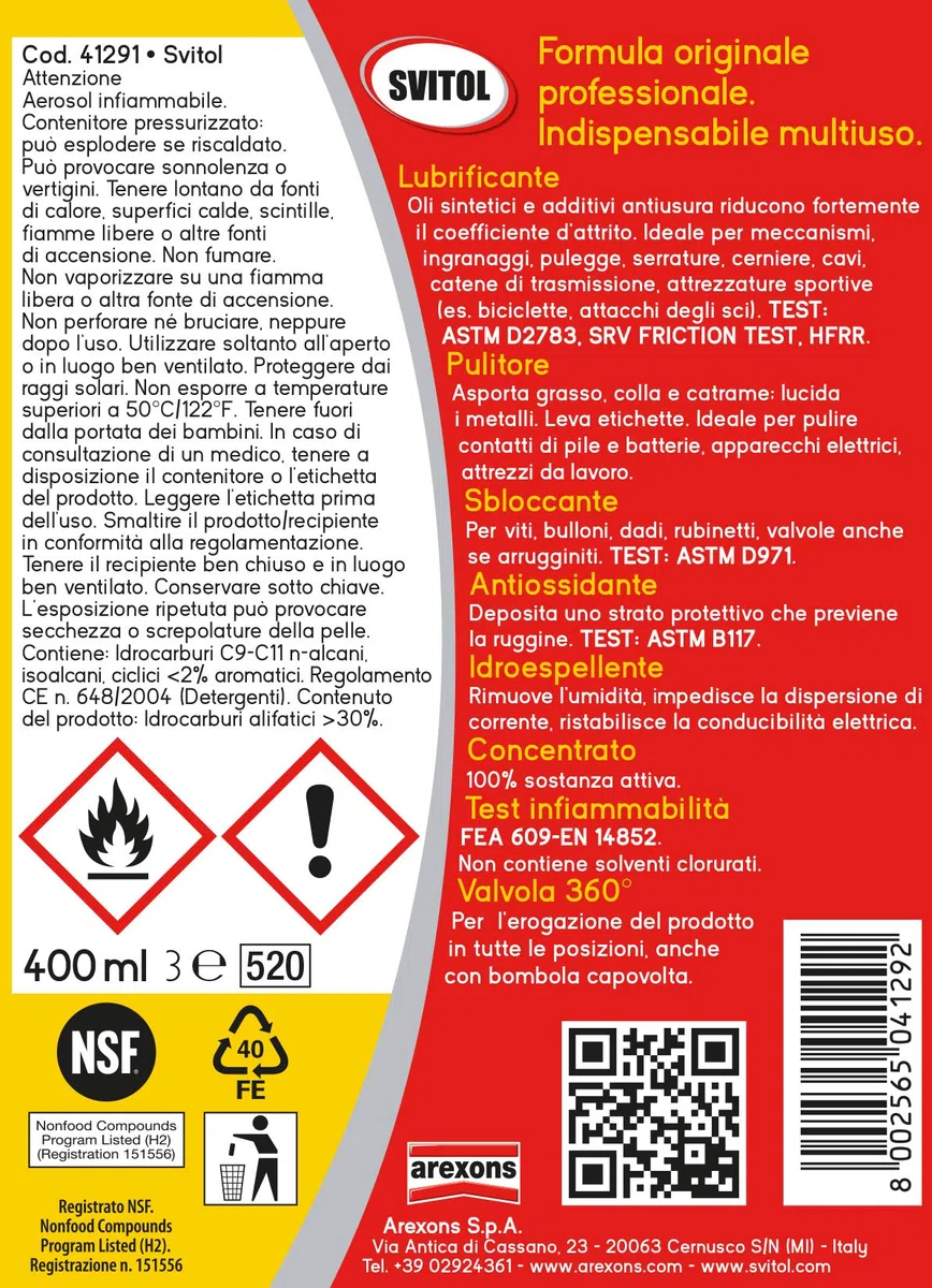 SVITOL Multifunzione Lubrificante Spray Erogatore con Cannuccia, 400 ml
