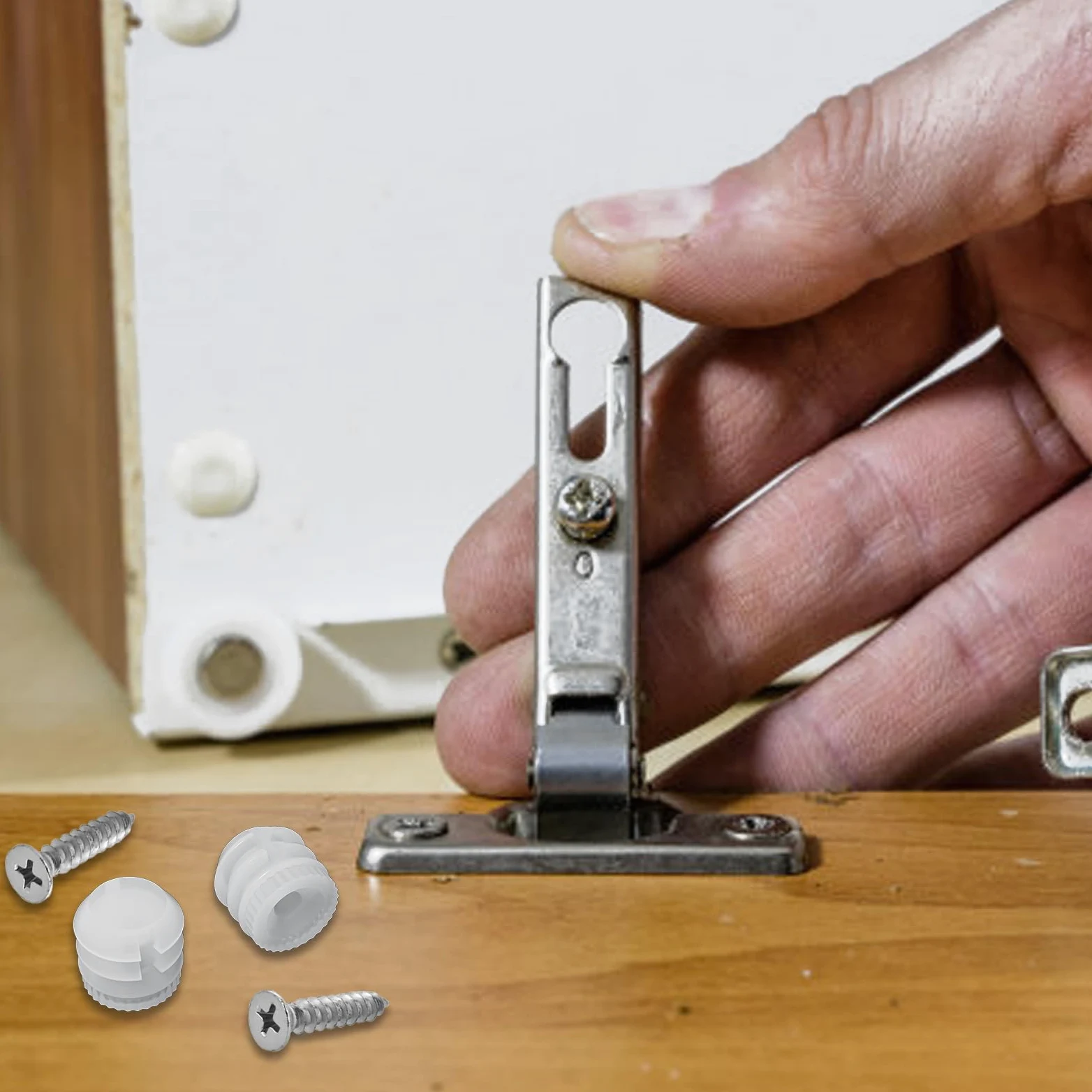 100 pezzi Boccole distanziali 10 mm, inserti per cerniere in plastica con viti, inserti di espansione per cerniere di armadi, riparazione di mobili e cerniere per porte