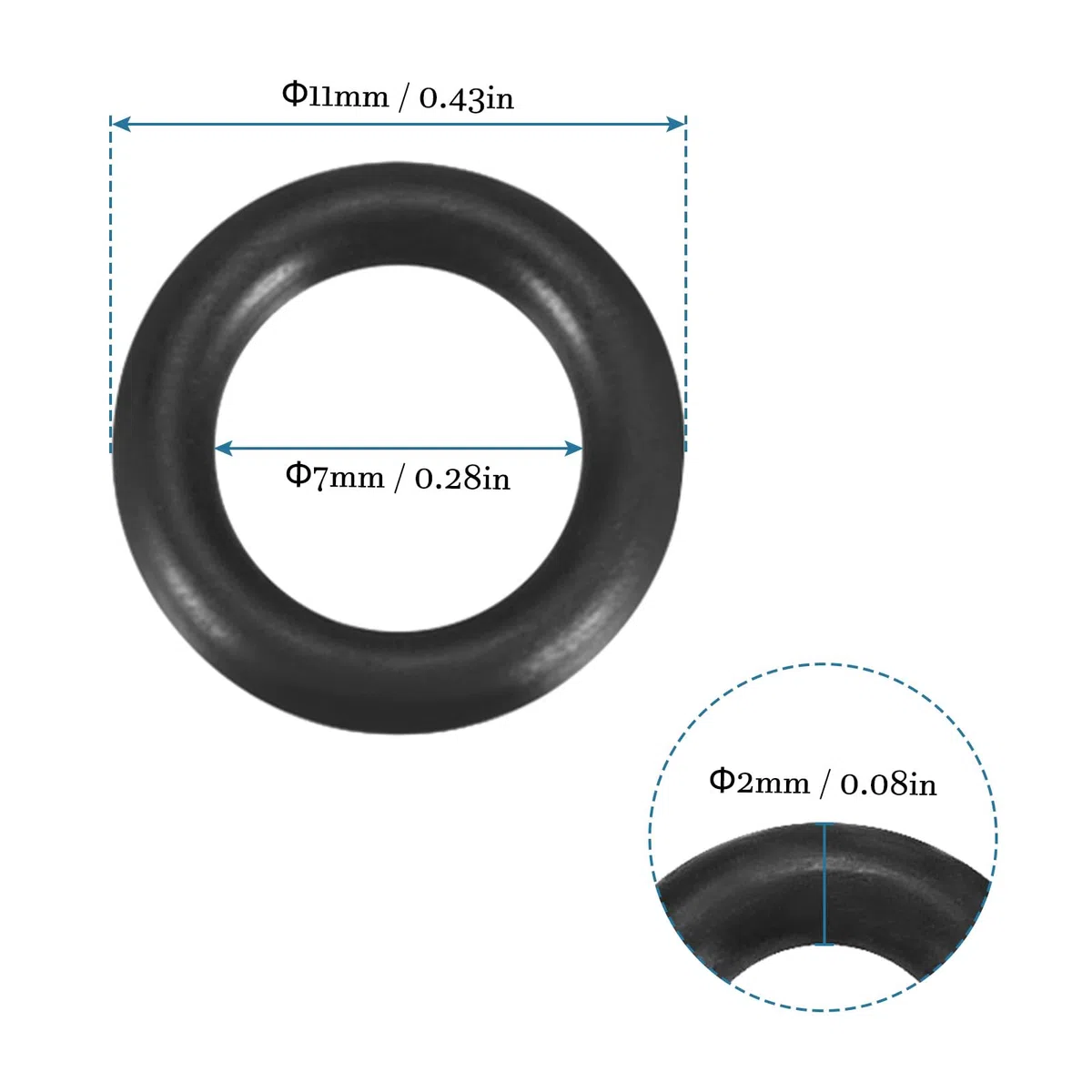 QUARKZMAN Nitrile Gomma O-Ring 11mm x 7mm x 2mm Guarnizioni di Tenuta Anelli Rubinetti Rotondo Guarnizione Rondella per Rubinetto Idraulica Riparazione Sigillatura Connessione, 12 Pezzi