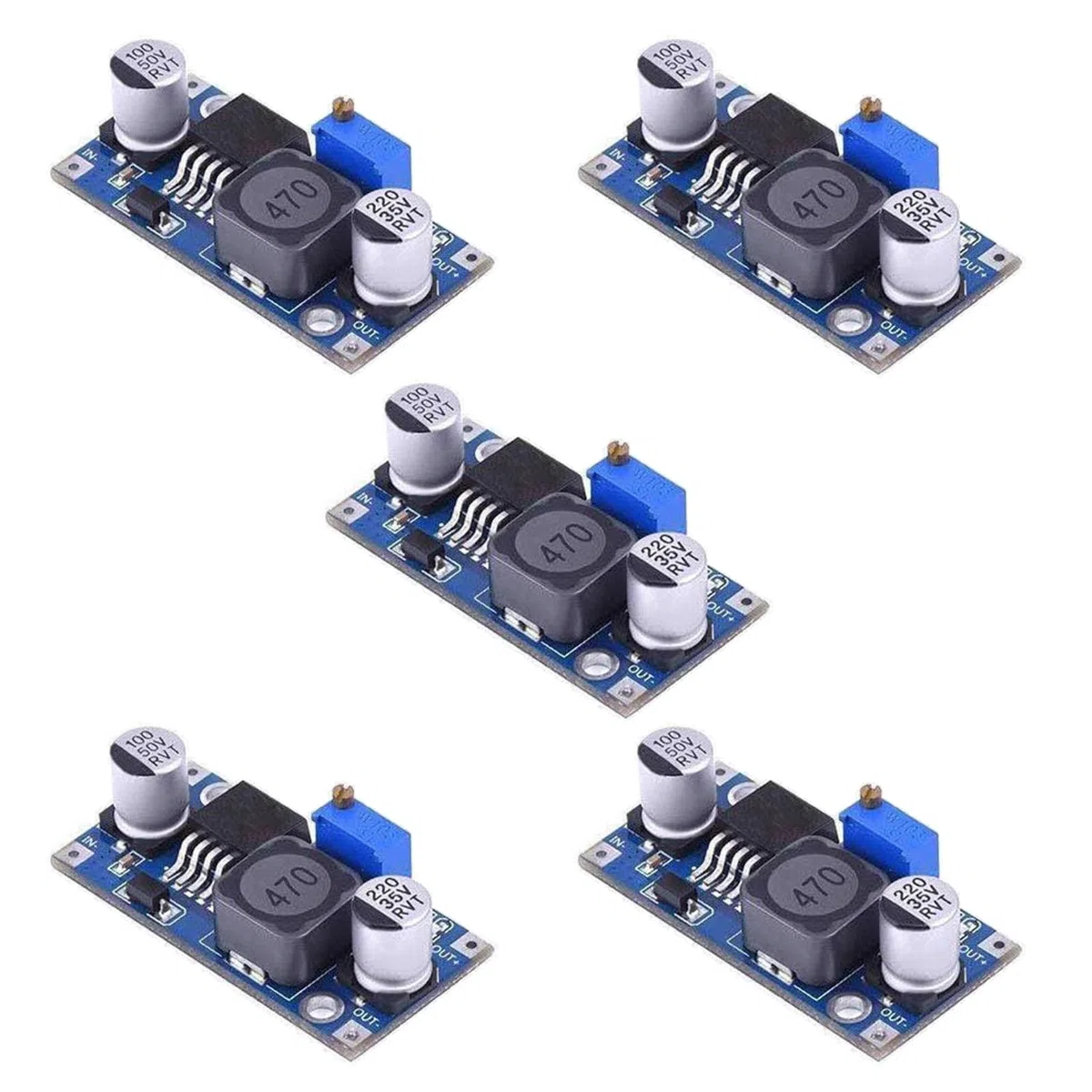 ARCELI Step Down Converter, Buck Converter, DC-DC Step Down Convertitore Modulo, 3.2-40V to 1.25-35V Power Supply Step Down Module Compatibile con Arduino (5 pezzi)