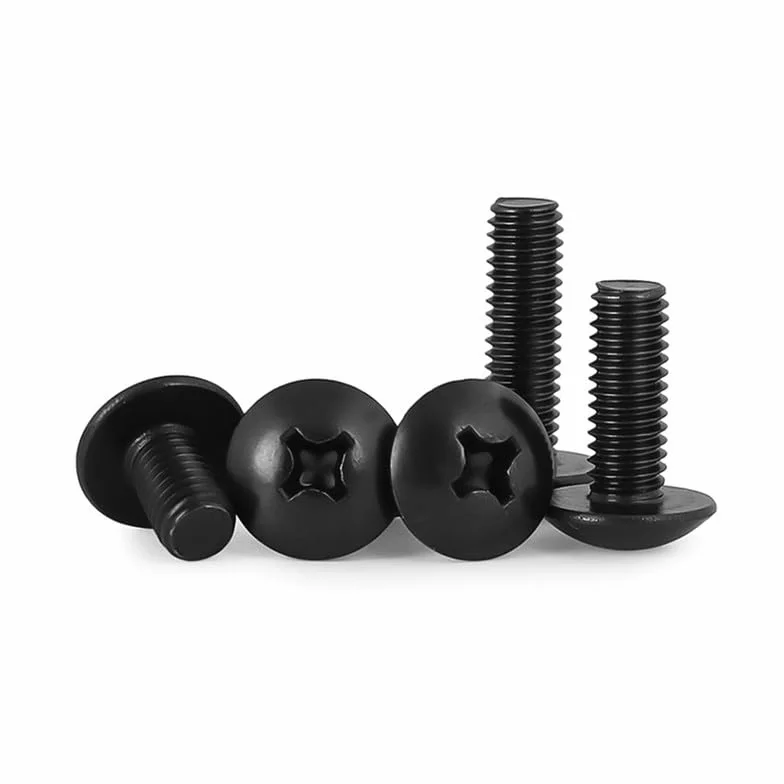 Croce Bulloni a testa tonda Acciaio inossidabile 304 Nero Zinco Fungo Bulloni testa tonda piatta Pan Viti Machine Elementi di fissaggio M5 x 20mm 20 Pcs