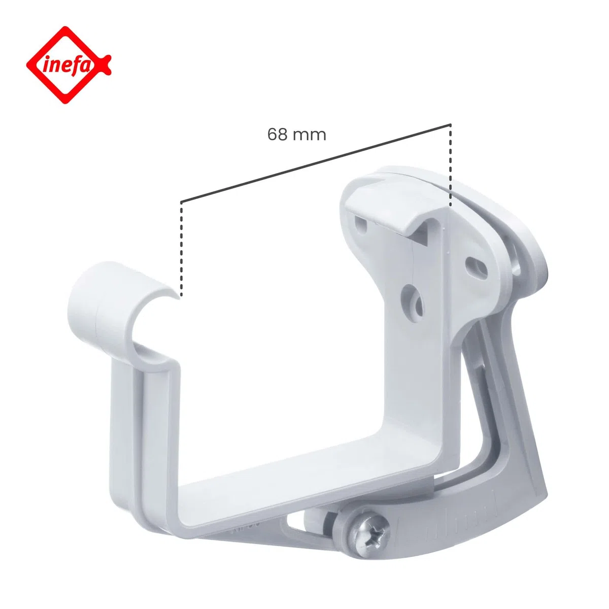 INEFA Staffa per grondaia regolabile, grondaia a scatola 68mm, bianco supporto per grondaia, accessori per grondaie pvc, montaggio facile, Made in Germany