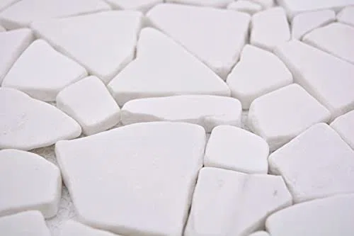 MOS44-0102 - Piastrella da parete in marmo naturale poligonale, colore: Bianco