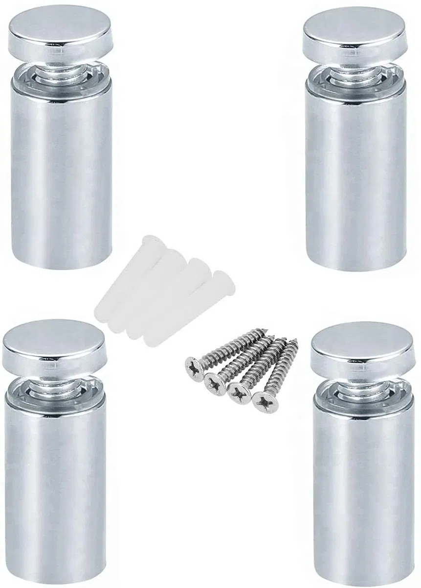 4x Distanziatori di vetro, Distanziali Hardware di montaggio Pubblicità Vetro Distanziatore acrilico, 20x12mm, con accessori per il montaggio a vite