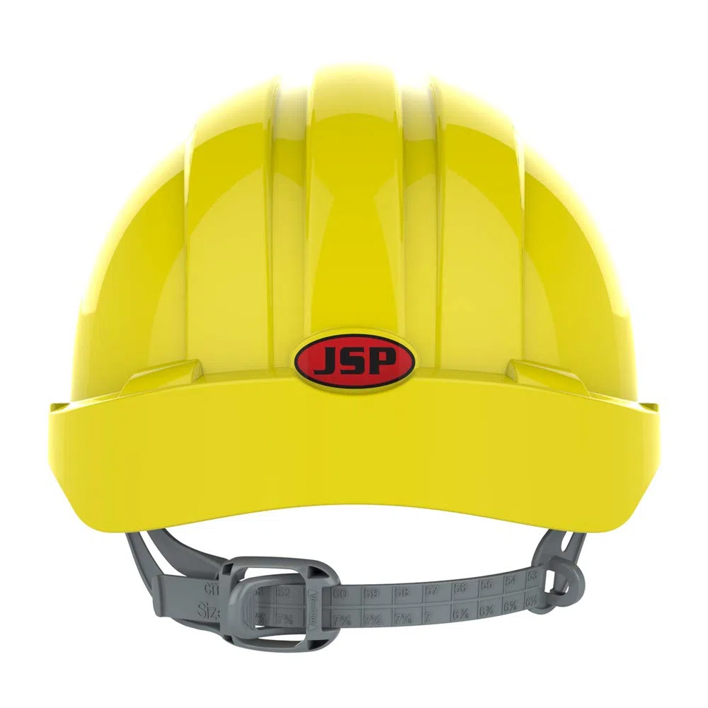 JSP EVO 2 Casque de sécurité avec harnais à cliquet Casque de sécurité industriel EN 397 pour le bâtiment, la construction et les chantiers Jaune (AJE030000200)