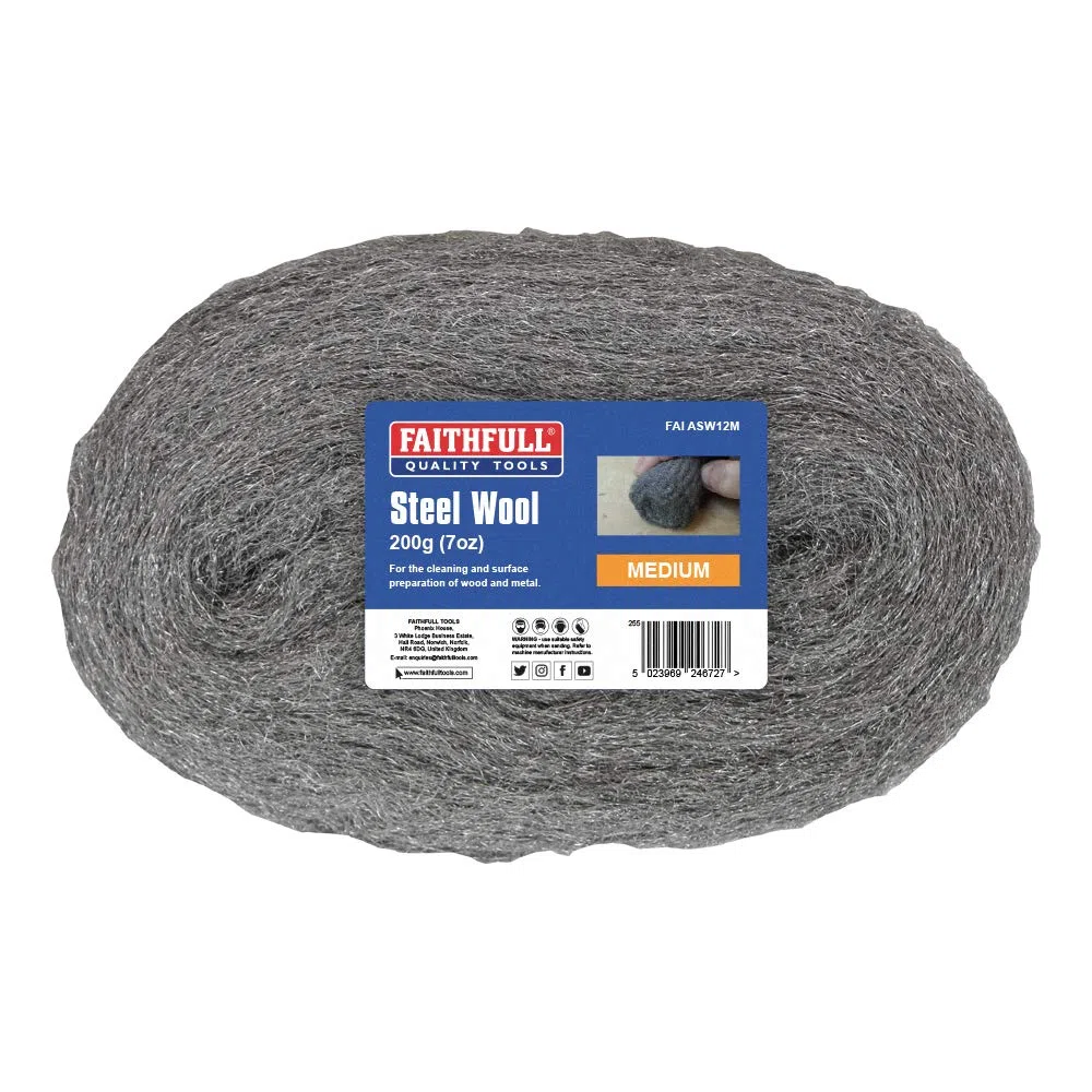 Faithfull, ASW12M, Lana d'acciaio (1/2 Lb pack) Medio - F