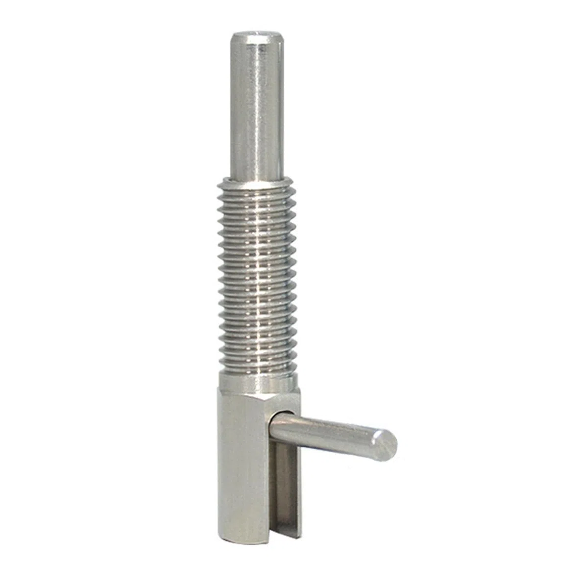 Pistone filettato a molla in acciaio inox con asta, perno di posizionamento a L, perno di indicizzazione retrattile per dispositivi audio (M8)