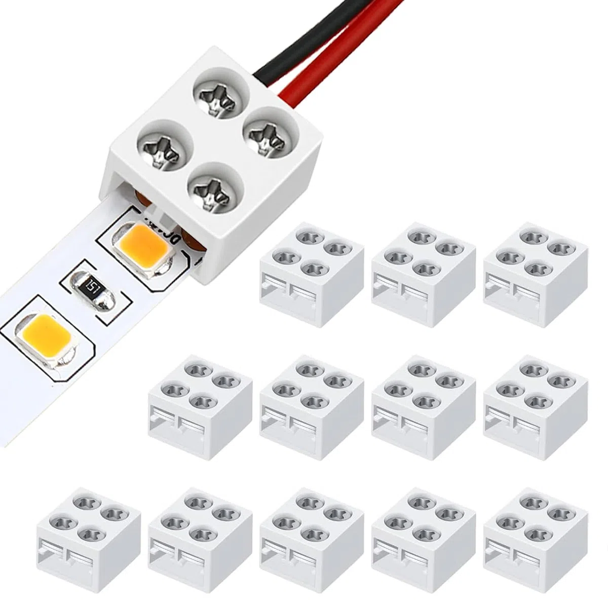 12 connettori LED a 2 poli. Terminali di collegamento a vite per stringere striscia LED al filo 2 poli 8 mm senza saldatura per strisce LED SMD 5050 3528 COB