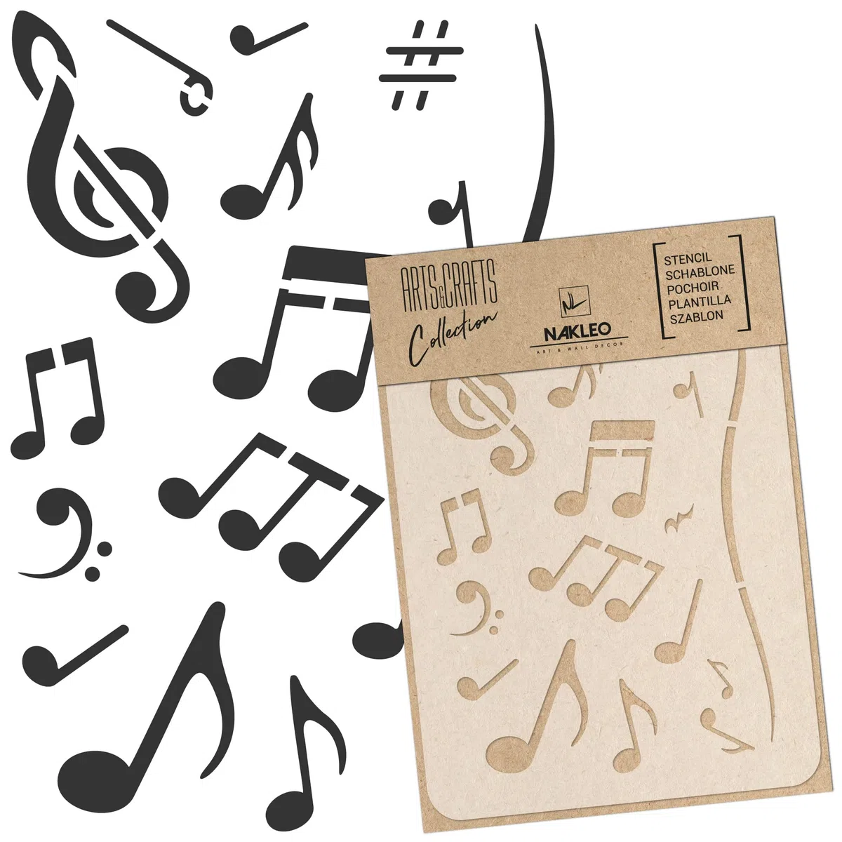 NAKLEO Stencil di Pittura Artigianato, A5 15x21cm Note Musicali Alti, Fai da te Modelli Plastica e Riutilizzabili, Arte Scrapbooking Geometrico Decorazioni Casa, Pareti Muro Legno Mobili