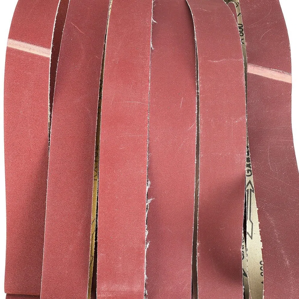 Set di 6 nastri abrasivi per levigatrici a nastro da 2 "x 72" grana in ossido di alluminio 180 240 320 400 600 800 con rivestimento uniforme e durata