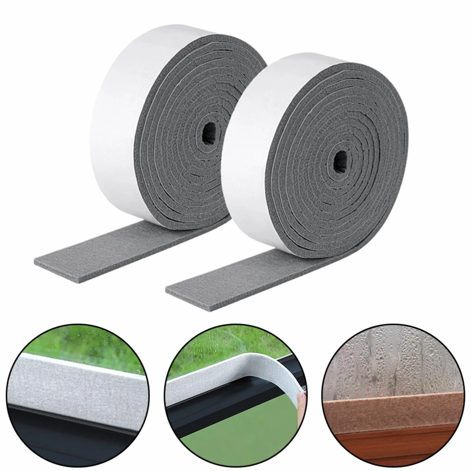 2 rotoli di nastro antigoccia per condensa da 2 m x 40 mm, in schiuma, per finestre e porte, striscia assorbente per condensa