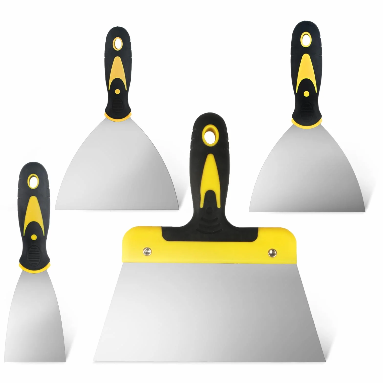 Spatole in Acciaio Inossidabile, Set di Coltelli di Spatola per Stucco, Raschietti per Pareti, Spatola per Stucco, Frattazzo Spatole per Stucco Cartongesso - 4 Pezz