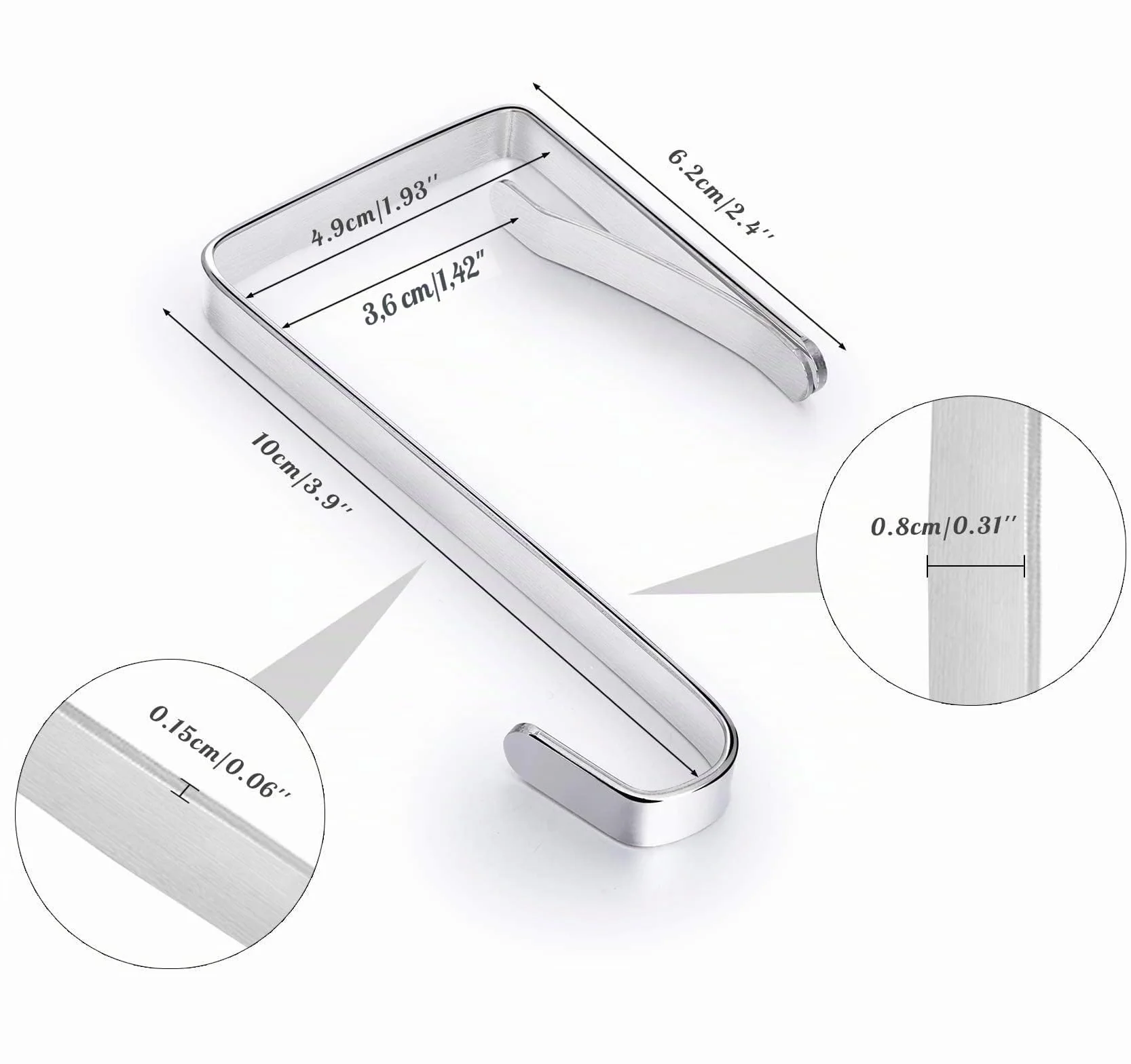 Ganci regolabili sopra la porta 10 cm Argento
