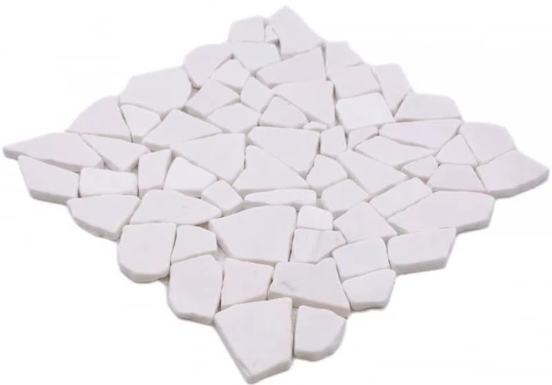MOS44-0102 - Piastrella da parete in marmo naturale poligonale, colore: Bianco
