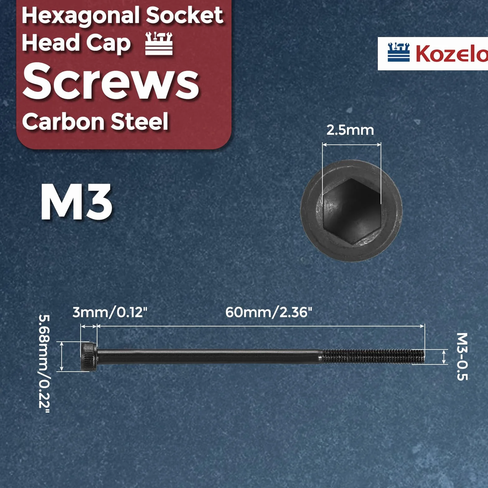 10pz Viti a Testa Cilindrica Esagono Incassato - [M3-0.5 x 60mm] Lega di Acciaio Filettatura Parziale Nero Ossidato Grado 12.9 Vite Interna Esagonale per Stampante 3D Mobili, Nero