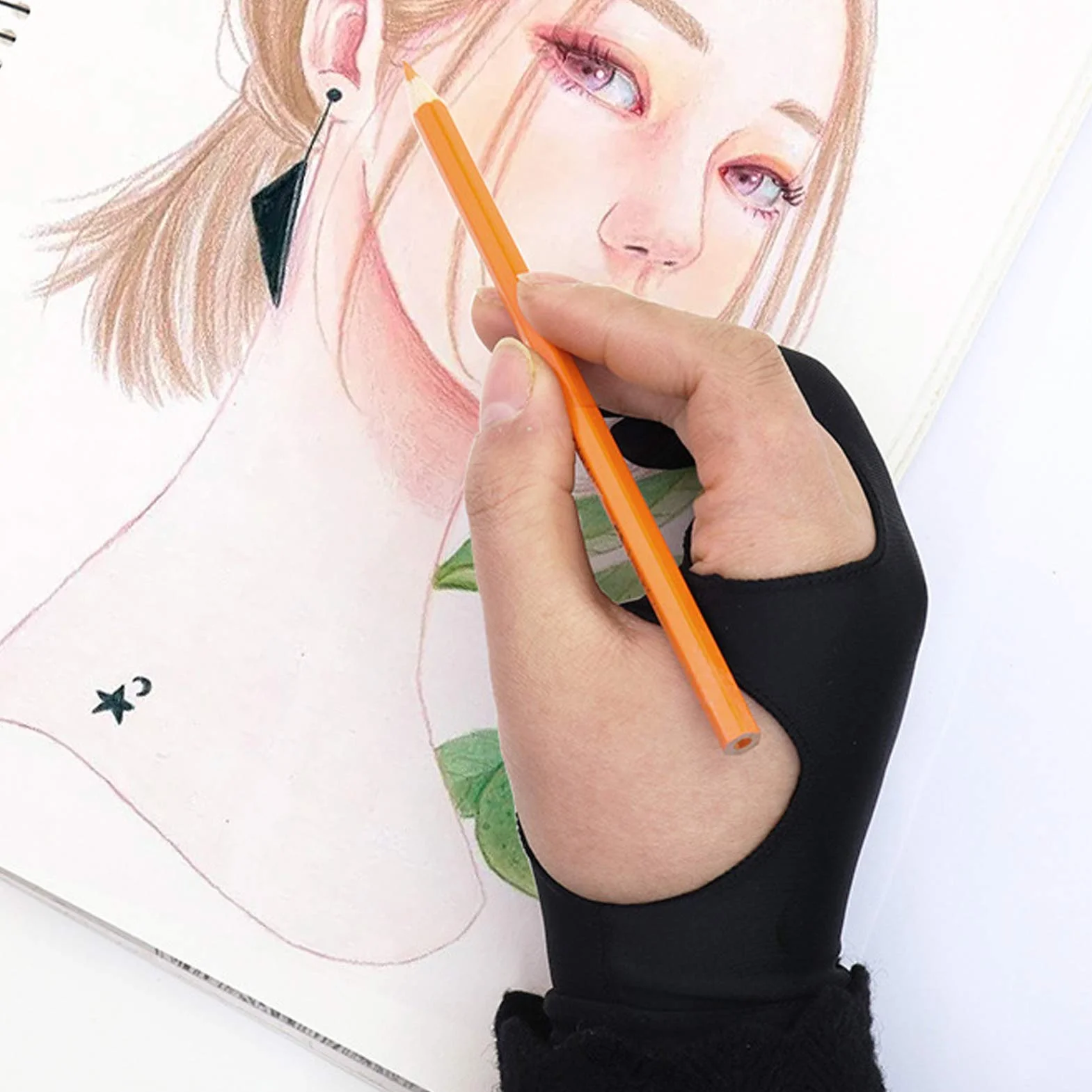 TOPINCN 2 Guanti per Pittura con le Dita Guanti Antimacchia Stencil Inchiostro Schizzo Scrittura Schermo Elettronico Anti Tocco Errato Fouling Sudore Sporco (XS)