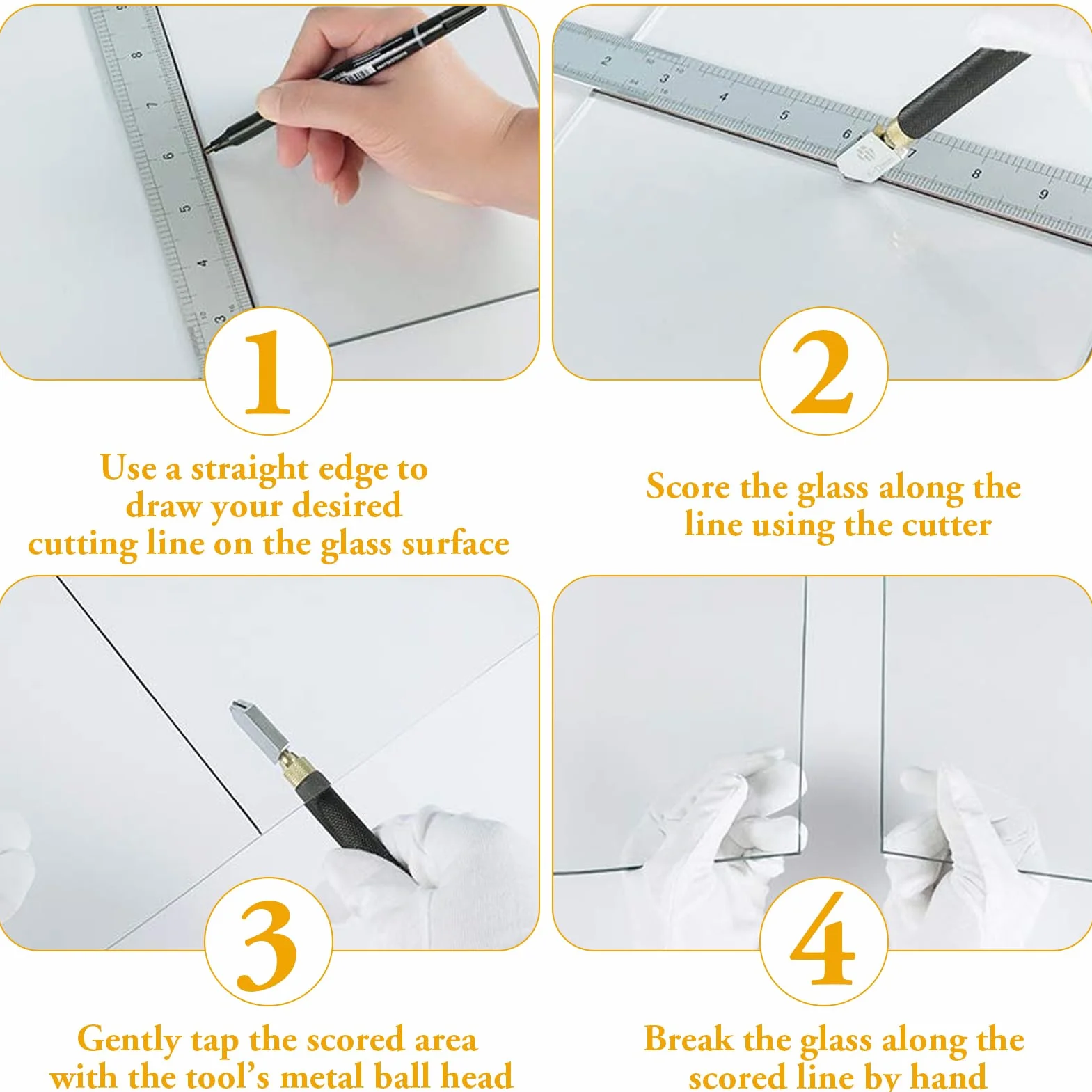 Tagliavetro per vetro spesso, 2 mm a 20 mm, taglia vetro a mano, tagliavetro professionale, per specchi, piastrelle, finestre, vetrate, taglio domestico, progetti fai da te