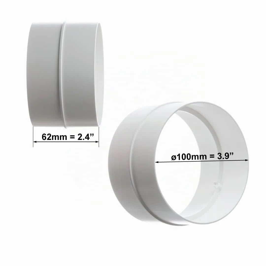 Ø 100mm Connettore Per Tubo Tondo - Giunto/Raccordo per Tubi di Ventilazione - Plastica PVC