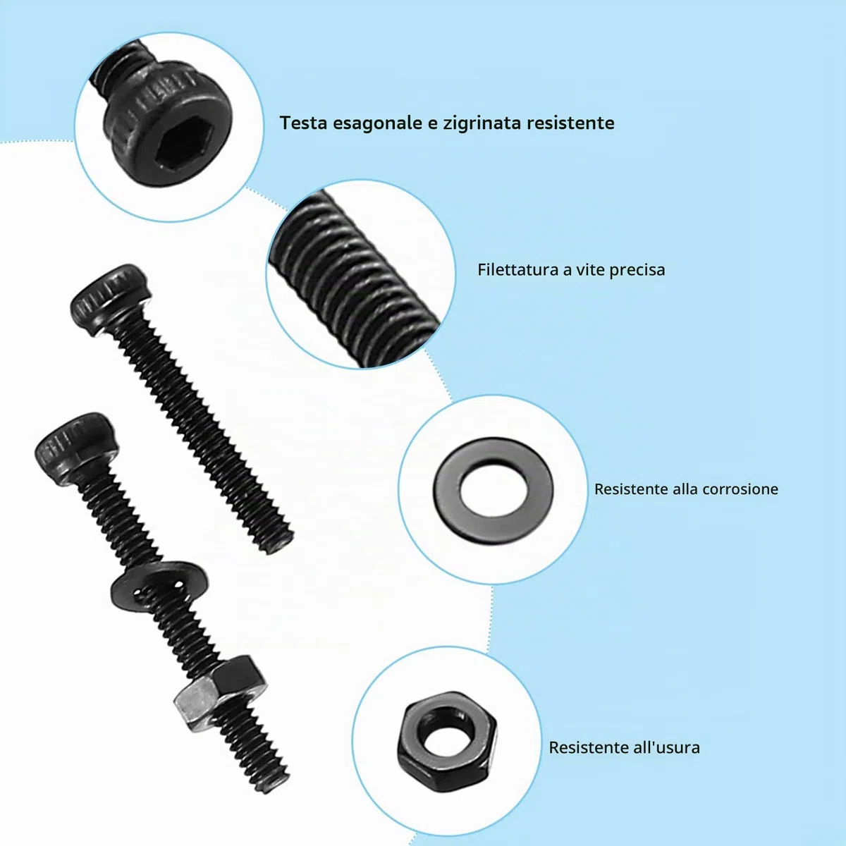 660 Pezzi M2 Viti e Bulloni e Dadi Set, Set di Viti a Esagono Incassato e Bulloni e Dadi e Rondelle Kit, Viti a Testa a Esagonale Bussola, Vite e Rondelle a Testa Brugola, Nere