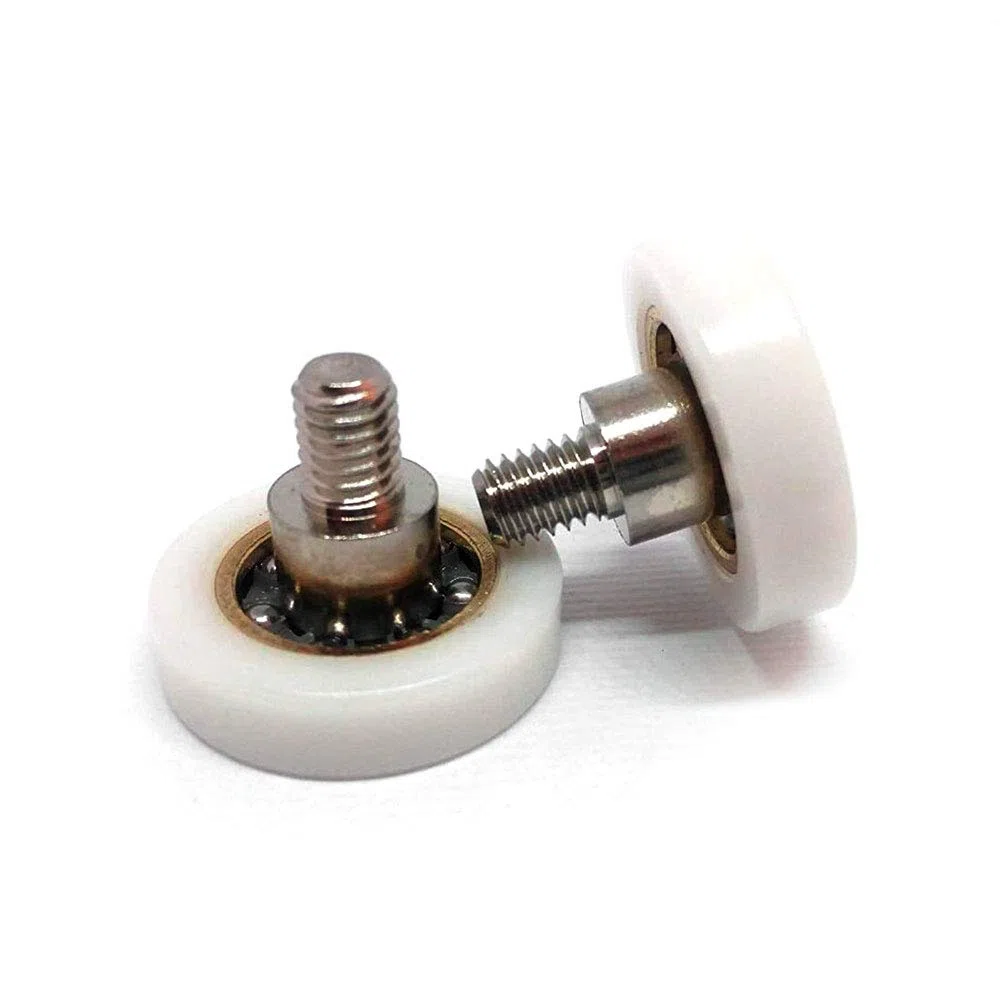 Cuscinetti Box Doccia VR - Kit 2 Pezzi Rotelle a Sfera di Ricambio in Acciaio per Ante Doccia a Scorrimento Cuscinetto diametro 23x4x9.5x15 filettatura M5 CH4 profilo Piatto