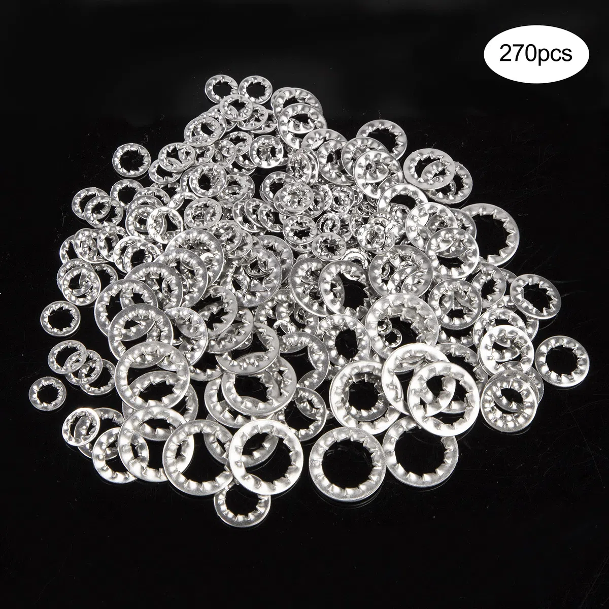 Rondelle di bloccaggio in acciaio inox Rondella di bloccaggio M3 M4 M5 M6 M8 M10 M12 Veloce Spingere Attacchi Abbinamento Kit con Scatola 270 Pezzi