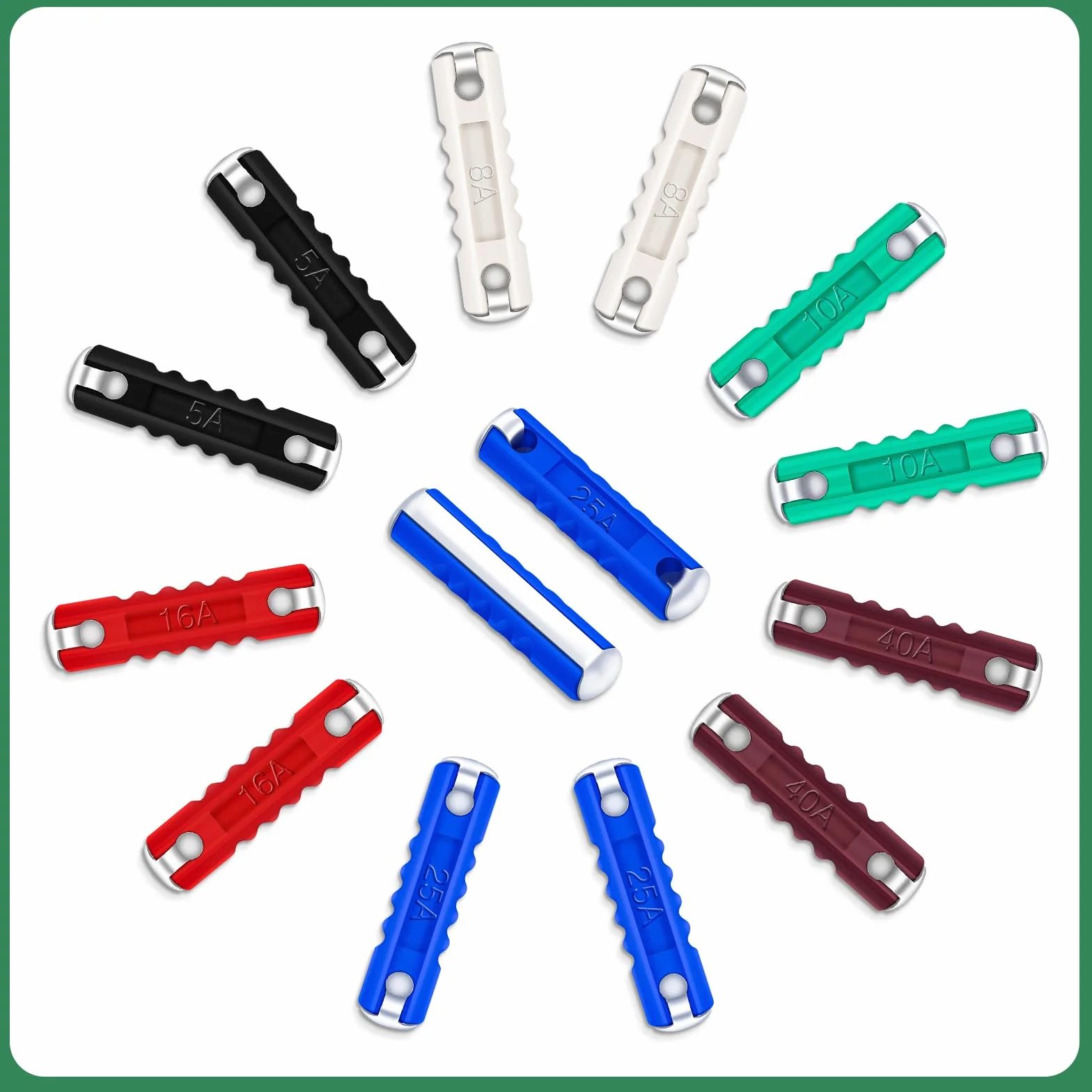 Set di 60 fusibili a cartuccia, Bolatus fusibili siluro 5A 8A 10A 16A 25A 40A set di fusibili auto per veicoli europei auto d'epoca