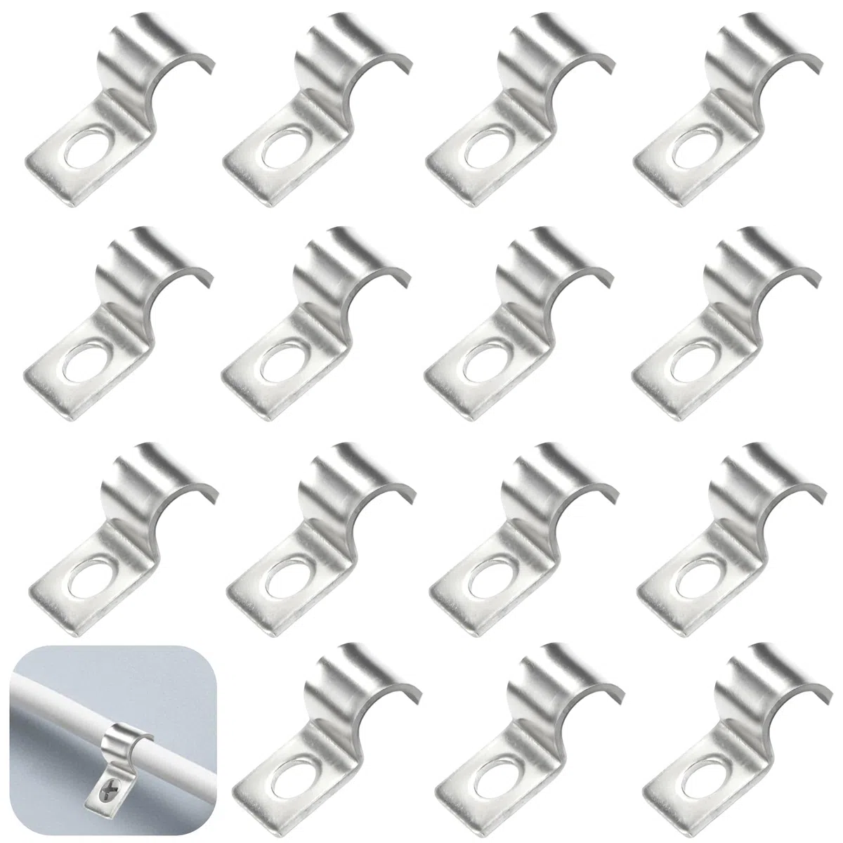 50 Pezzi U-Fascette Stringitubo,Morsetto per Tubi Morsetti per Tubi Fissaggio per Tubi Collari per Tubi Fermacavi Ferma Cavi Foro Singolo,per Tubi del Gas Tubi Dell'acqua e Cavi (6MM)