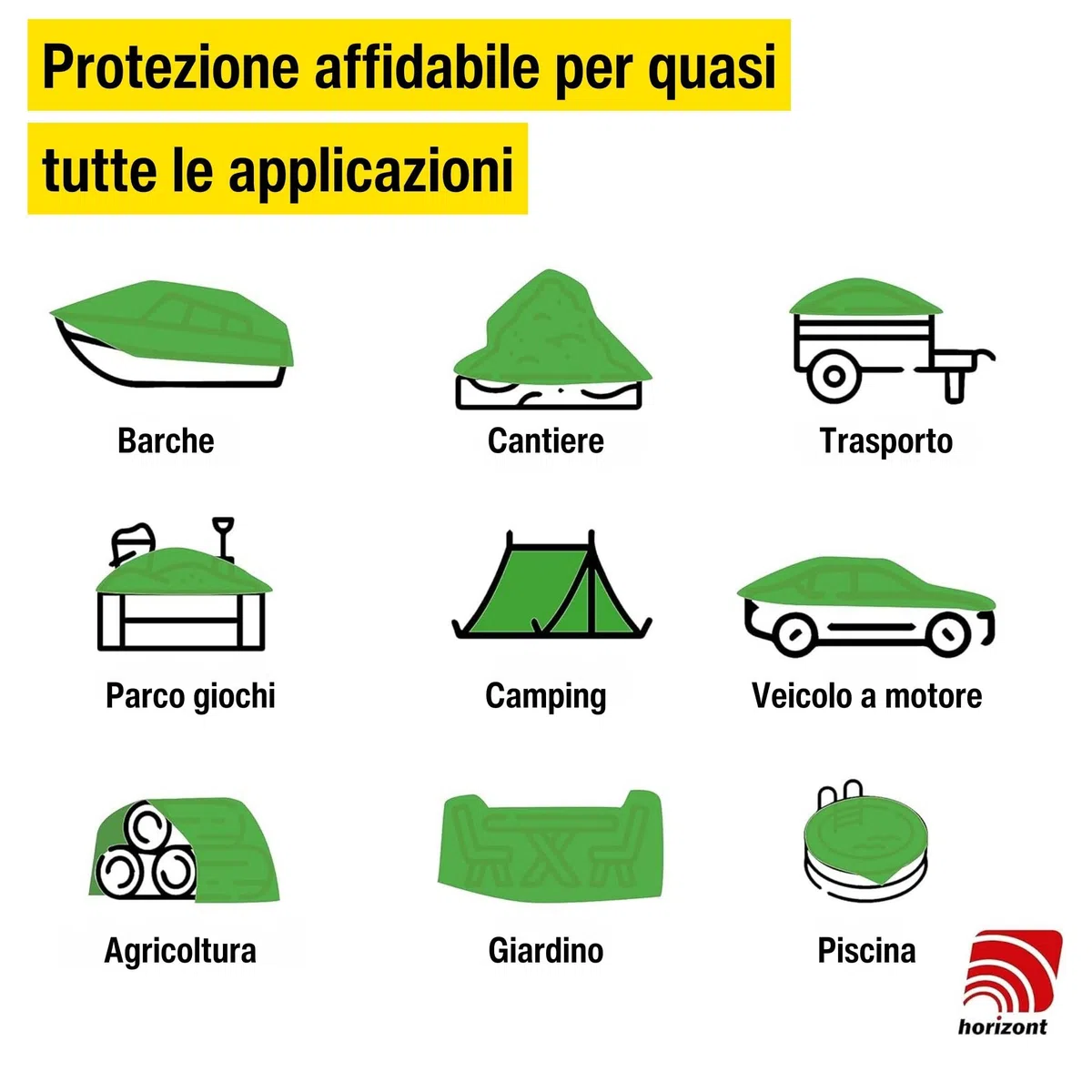 Telone Horizont impermeabile 260g/m² 8x10m con occhielli resistenti alle lacrime, copertura per sabbia e piscina, telo in tessuto per auto, motocicletta, bicicletta