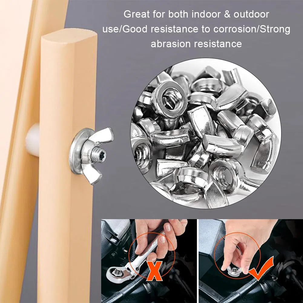 25 Pezzi Dadi ad Alette M8, Dado a Farfalla, Viti a Testa Zigrinata in Acciaio Inox per Fissaggio Fai da Te, Fasteners Hardware